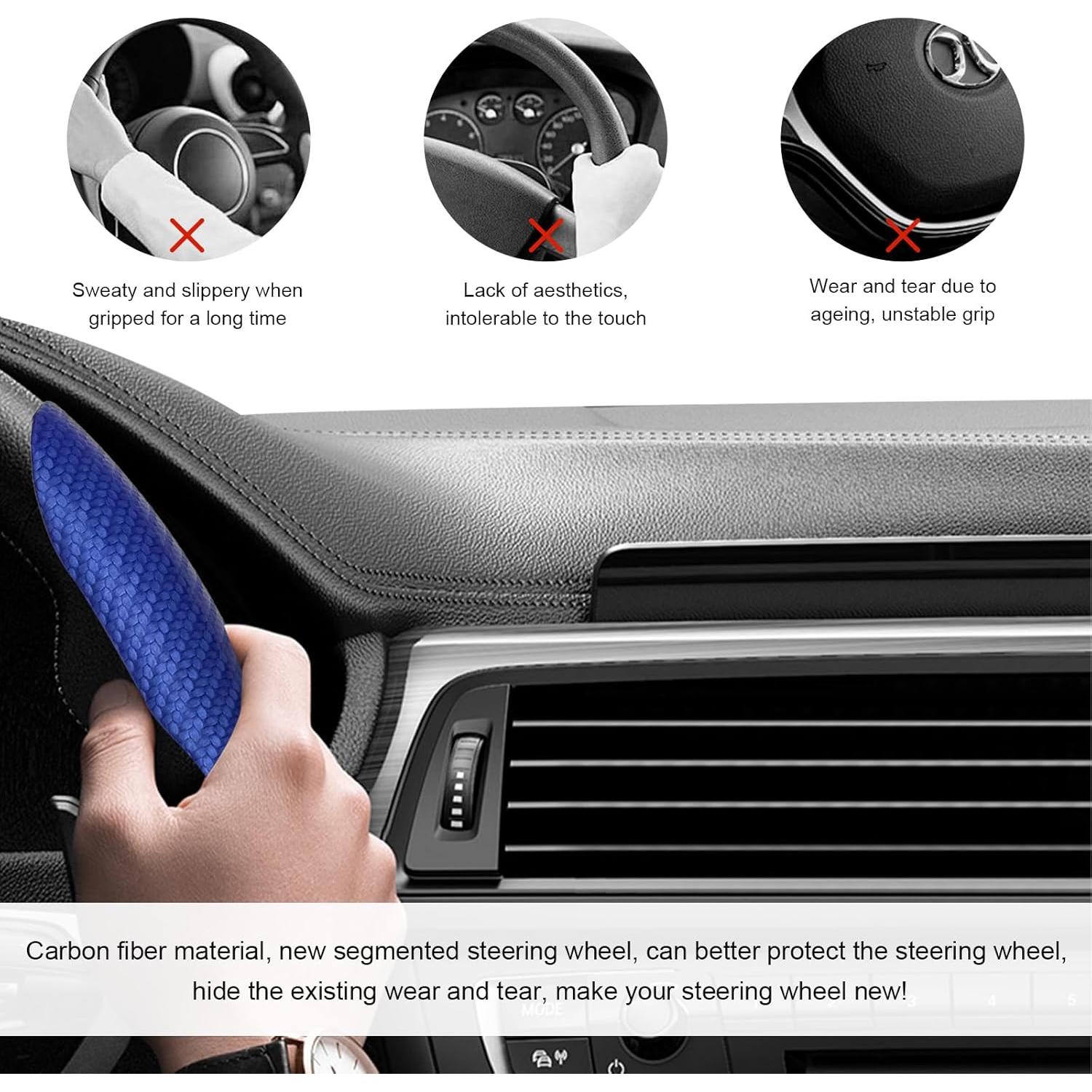 Fundas de Volante MUQIDA Fibra de Carbono 2 PCS Antideslizante