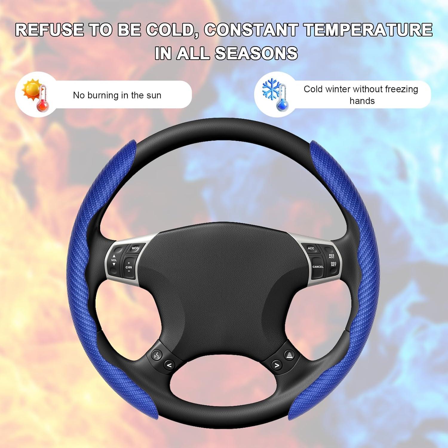 Fundas de Volante MUQIDA Fibra de Carbono 2 PCS Antideslizante