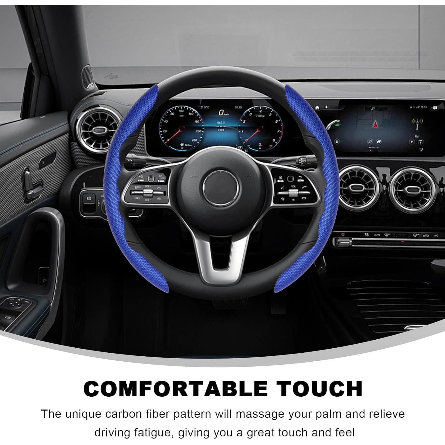 Fundas de Volante MUQIDA Fibra de Carbono 2 PCS Antideslizante