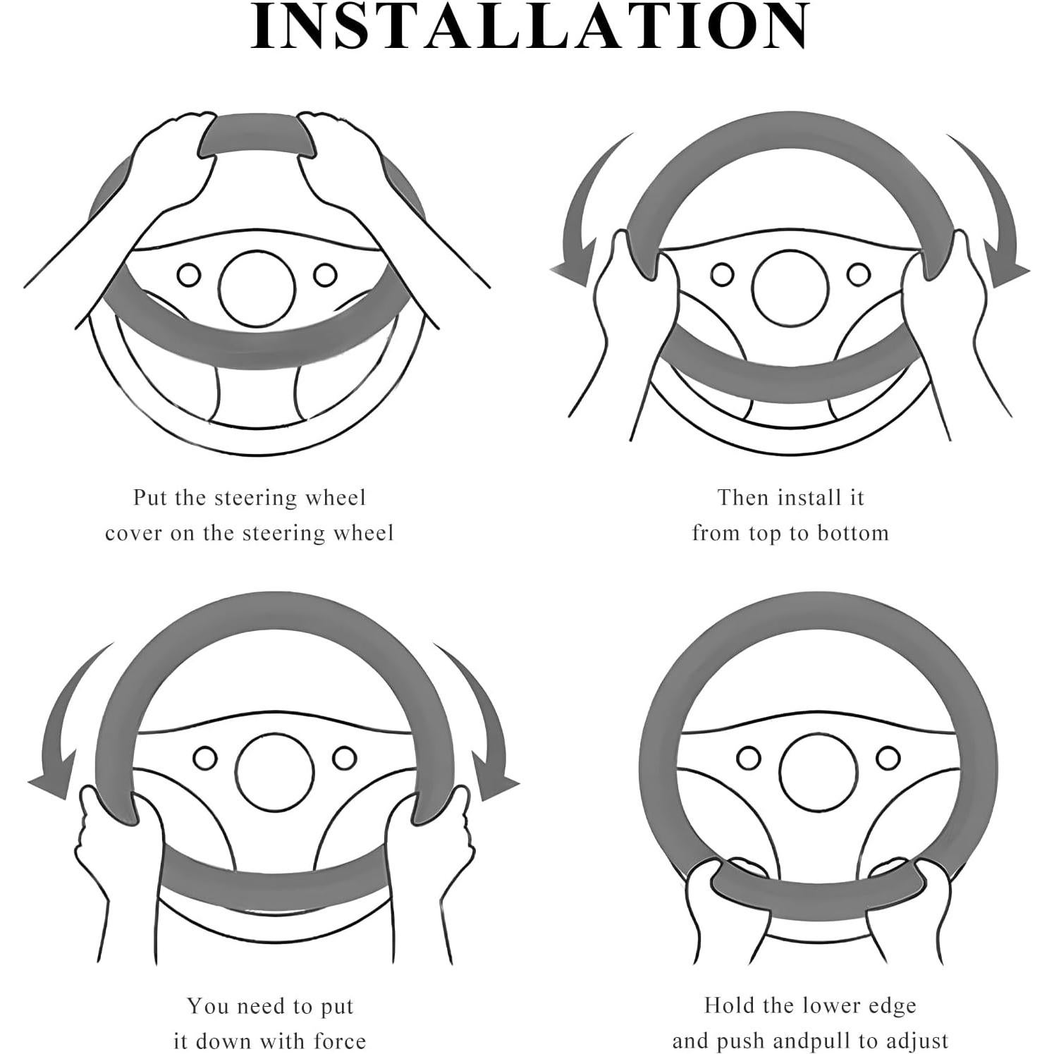 Cubierta de Volante JNXIJ de Piel con Brillantes 38 cm Negro