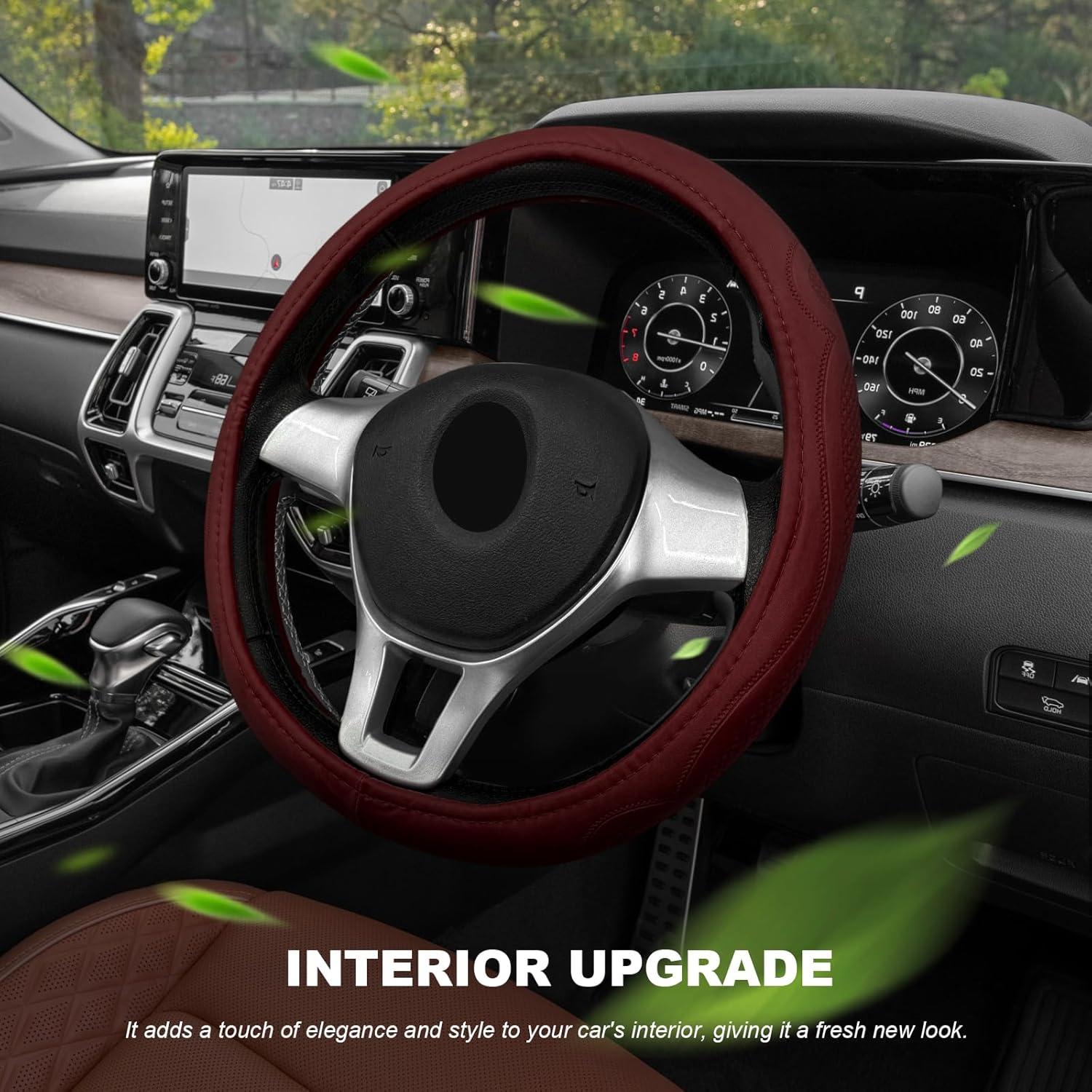 Funda de Volante de Coche Sbulhia Antideslizante 36.8-40.6 cm Rojo Vino