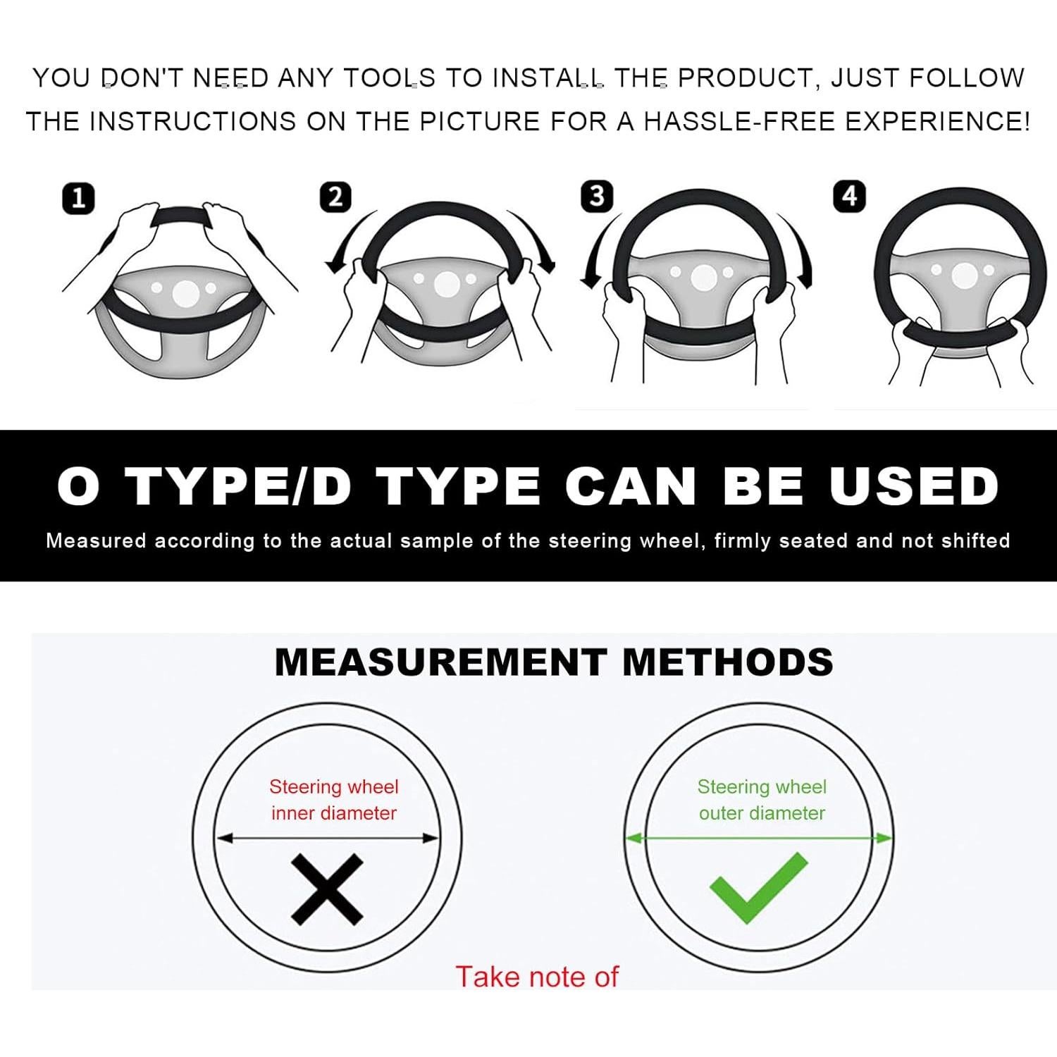 Funda de Volante de Coche MTRPS 15 Pulgadas Antideslizante