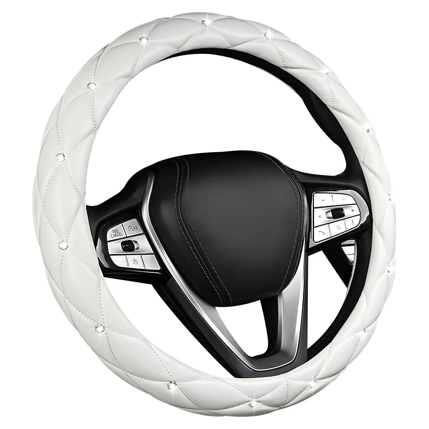 Cubierta de Volante DXNQ de Cuero Brillante 38.1 cm Blanca