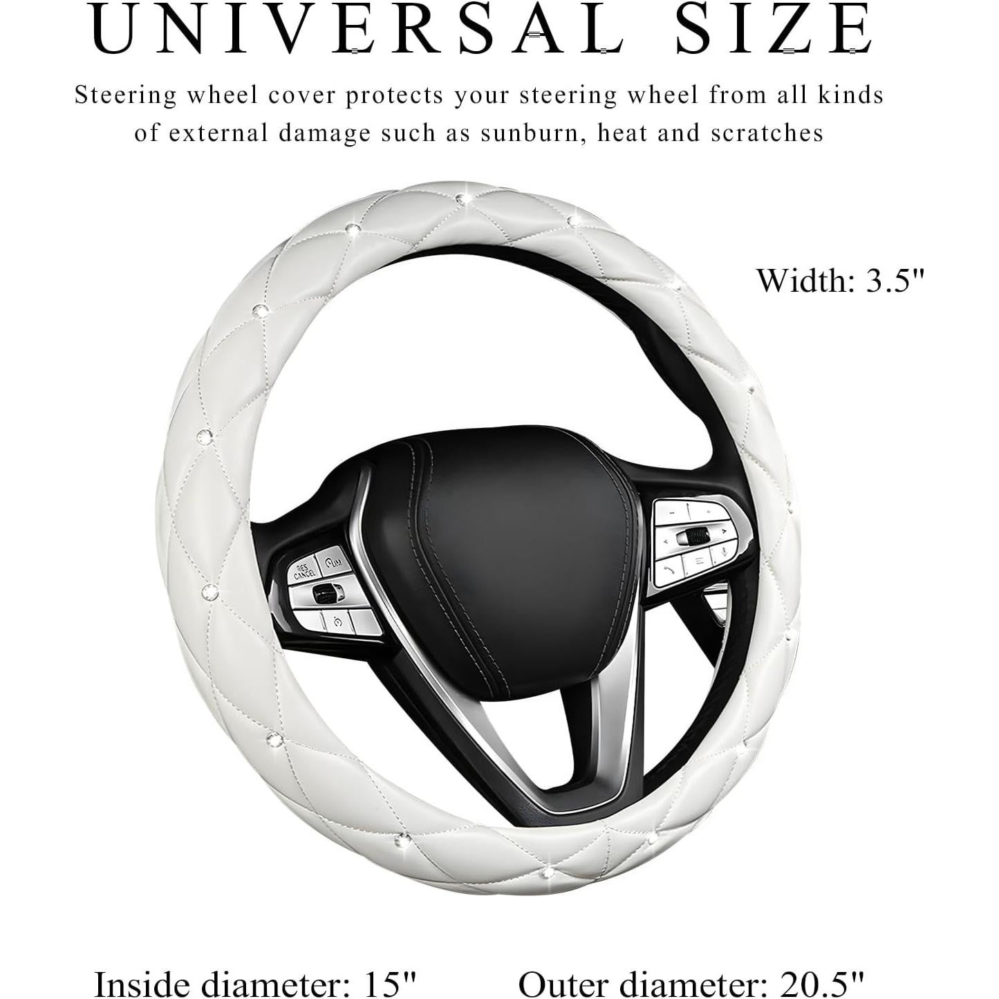 Cubierta de Volante DXNQ de Cuero Brillante 38.1 cm Blanca