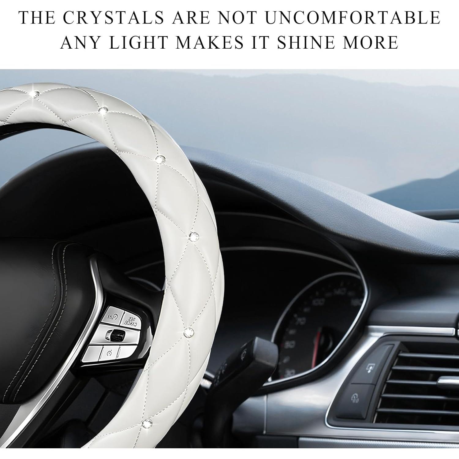 Cubierta de Volante DXNQ de Cuero Brillante 38.1 cm Blanca