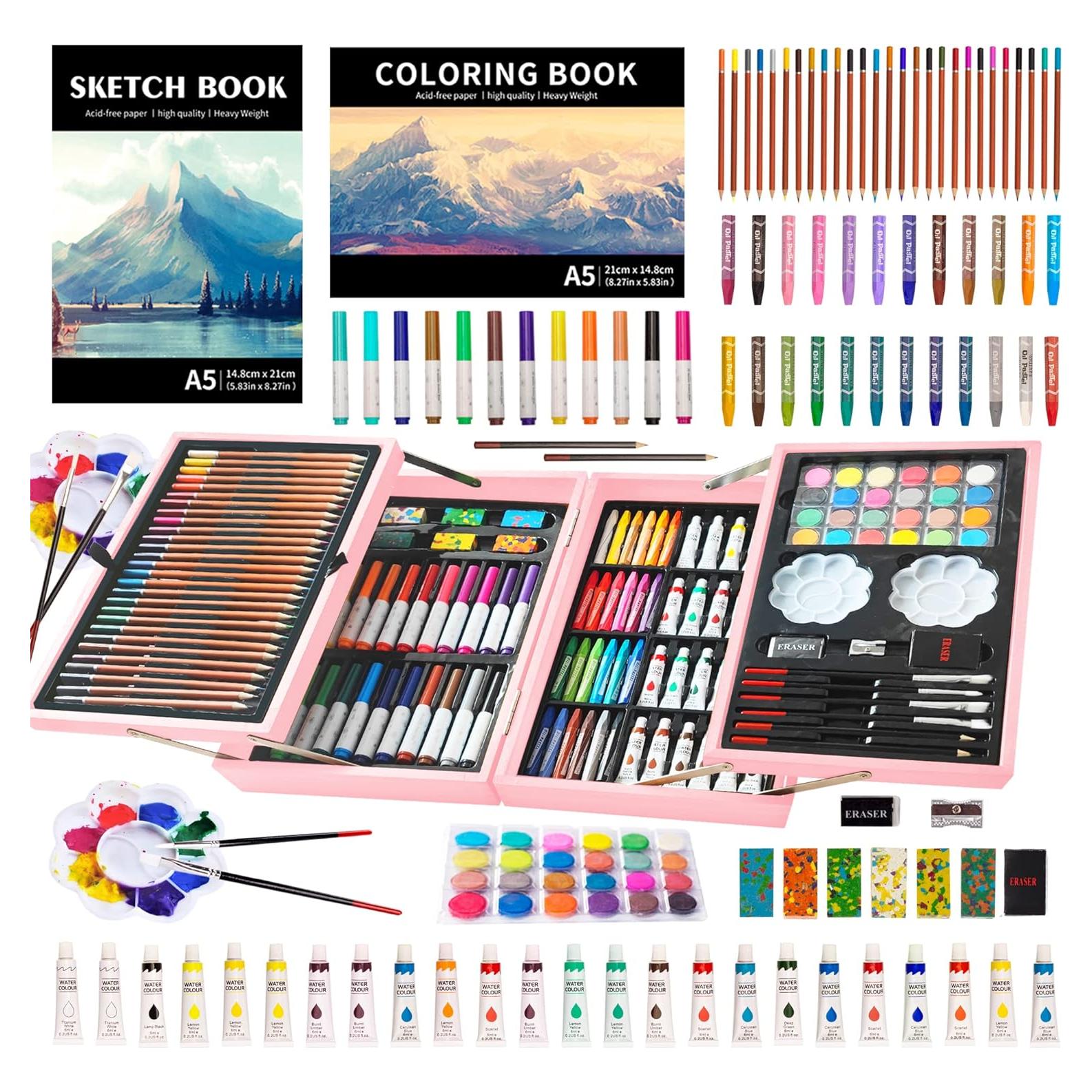 Kit de Arte KINSPORY 139 Piezas Dibujo y Pintura Rosa
