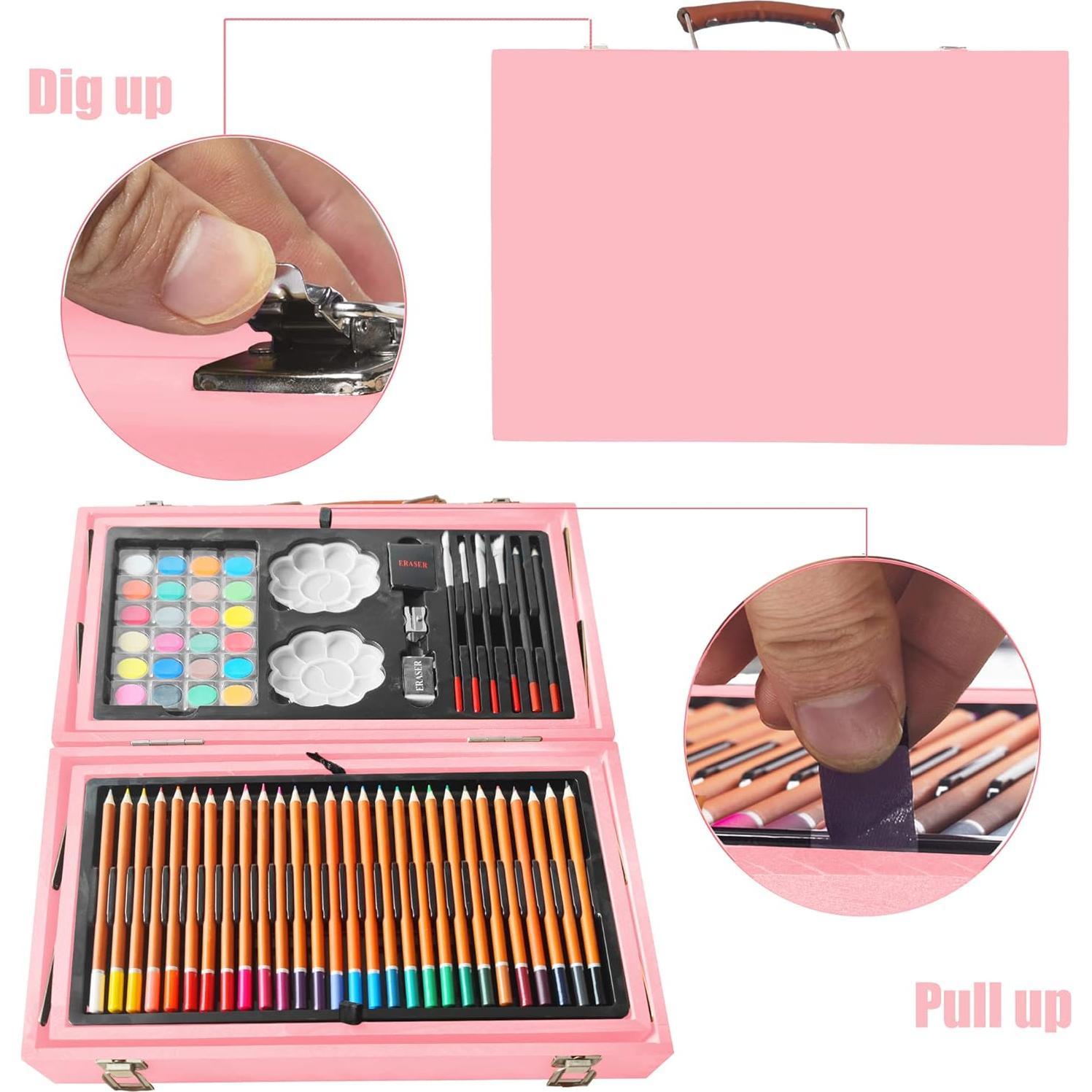 Kit de Arte KINSPORY 139 Piezas Dibujo y Pintura Rosa