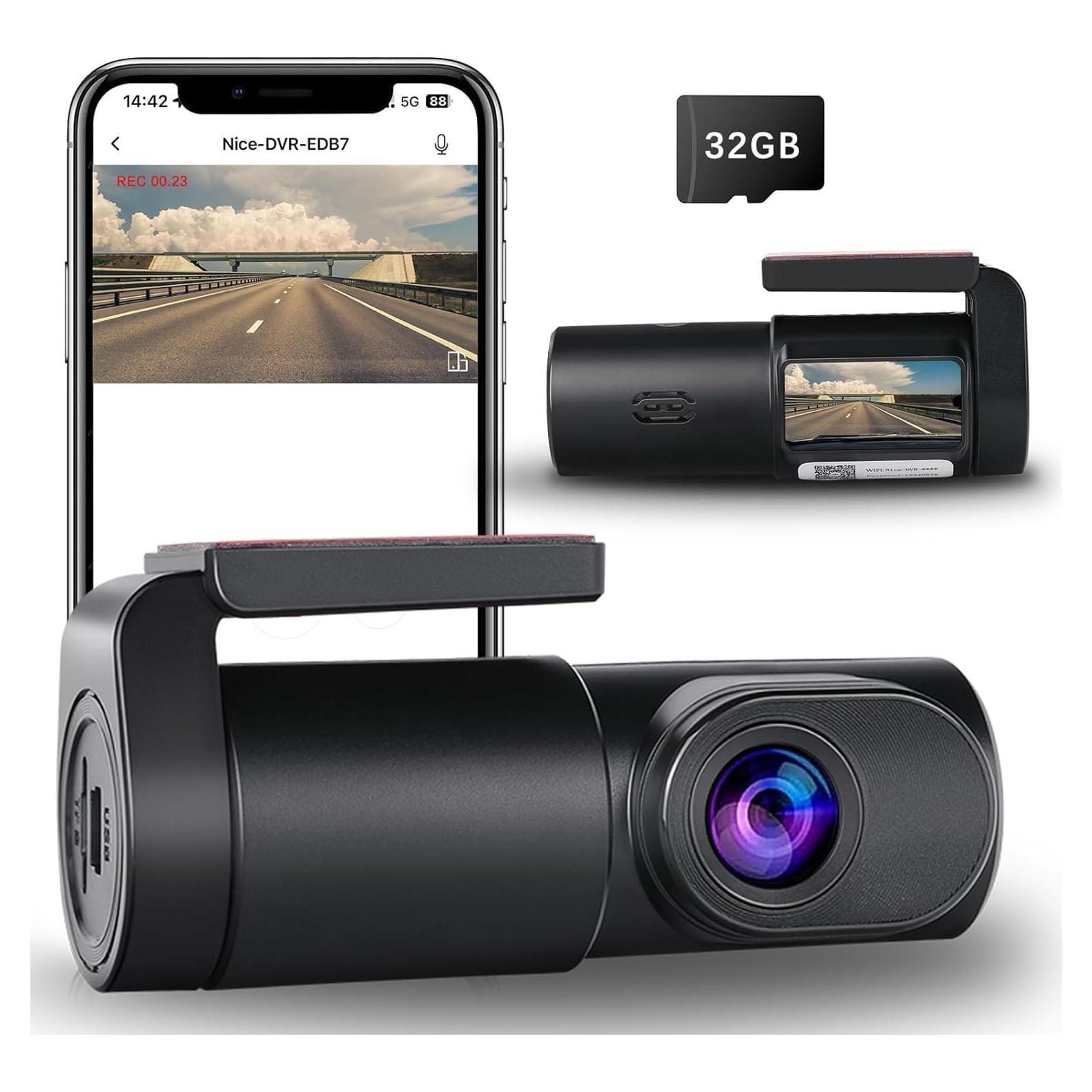 Cámara Dash WiFi 1080P Aquota X16 con Tarjeta 32GB