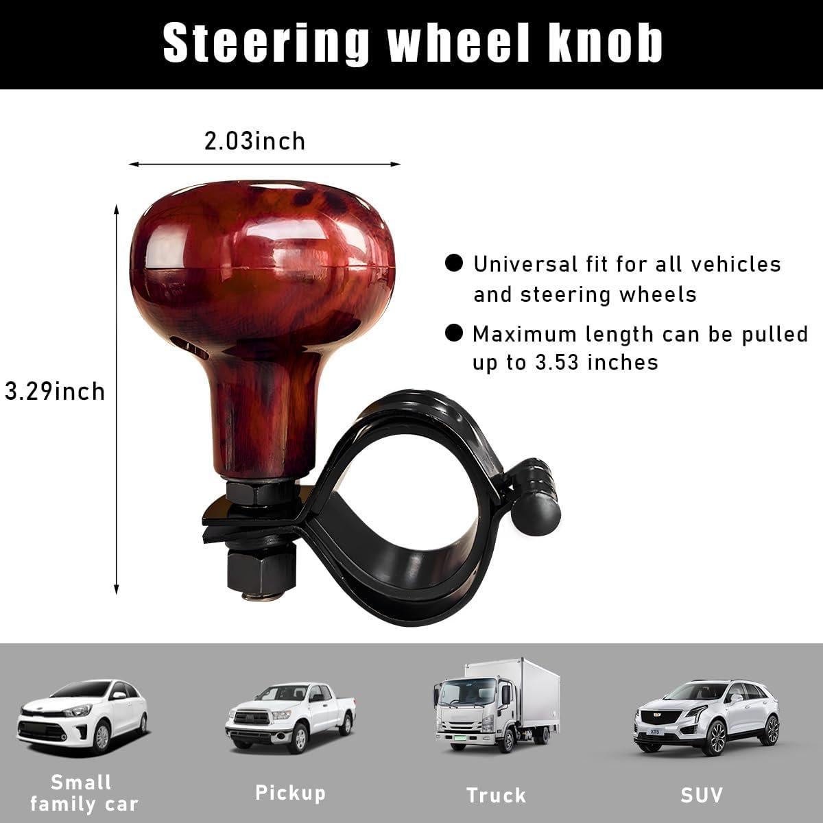 Perilla de Volante de Madera Yourkar - Antideslizante Universal