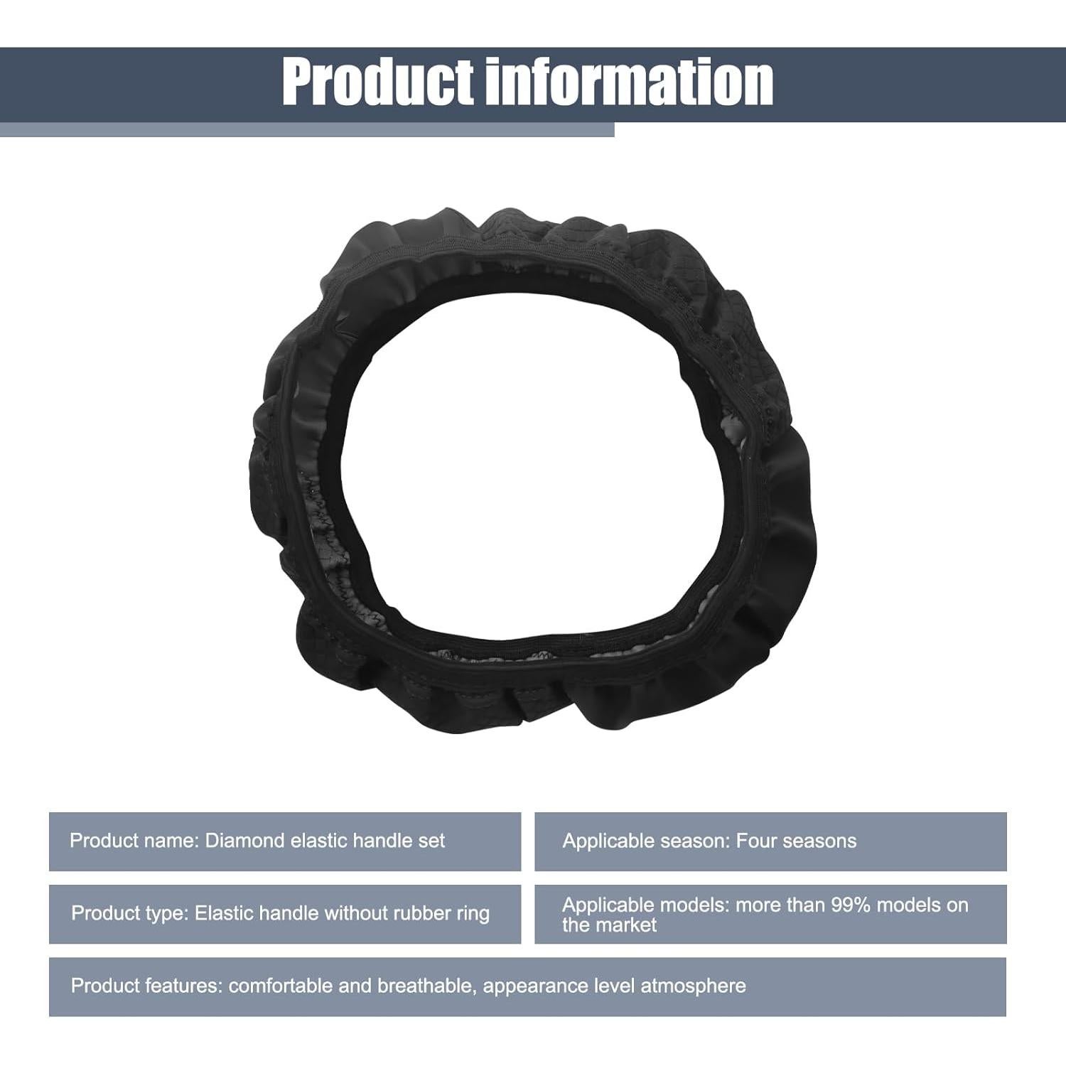 Funda de Volante de Coche Flygun 38 cm Cuero Antideslizante Negro