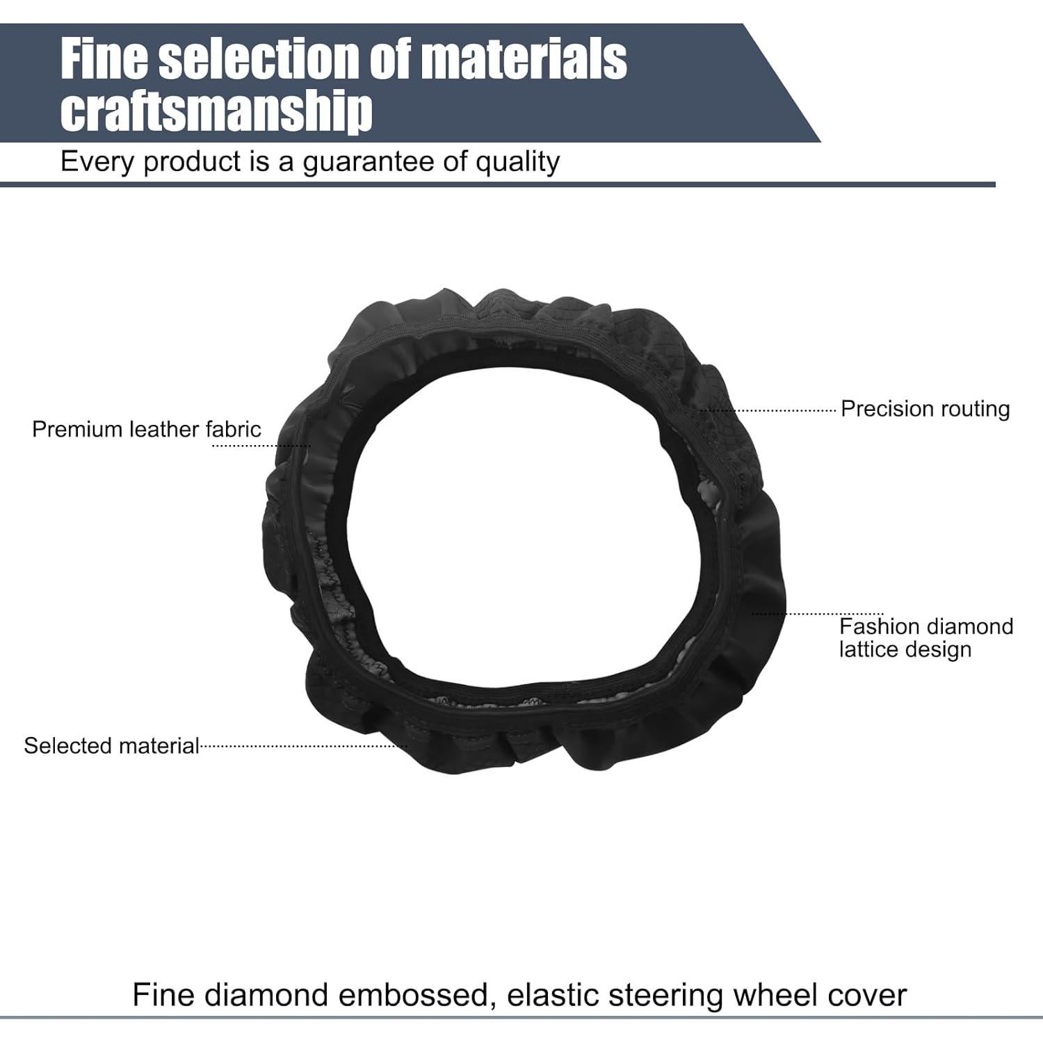 Funda de Volante de Coche Flygun 38 cm Cuero Antideslizante Negro