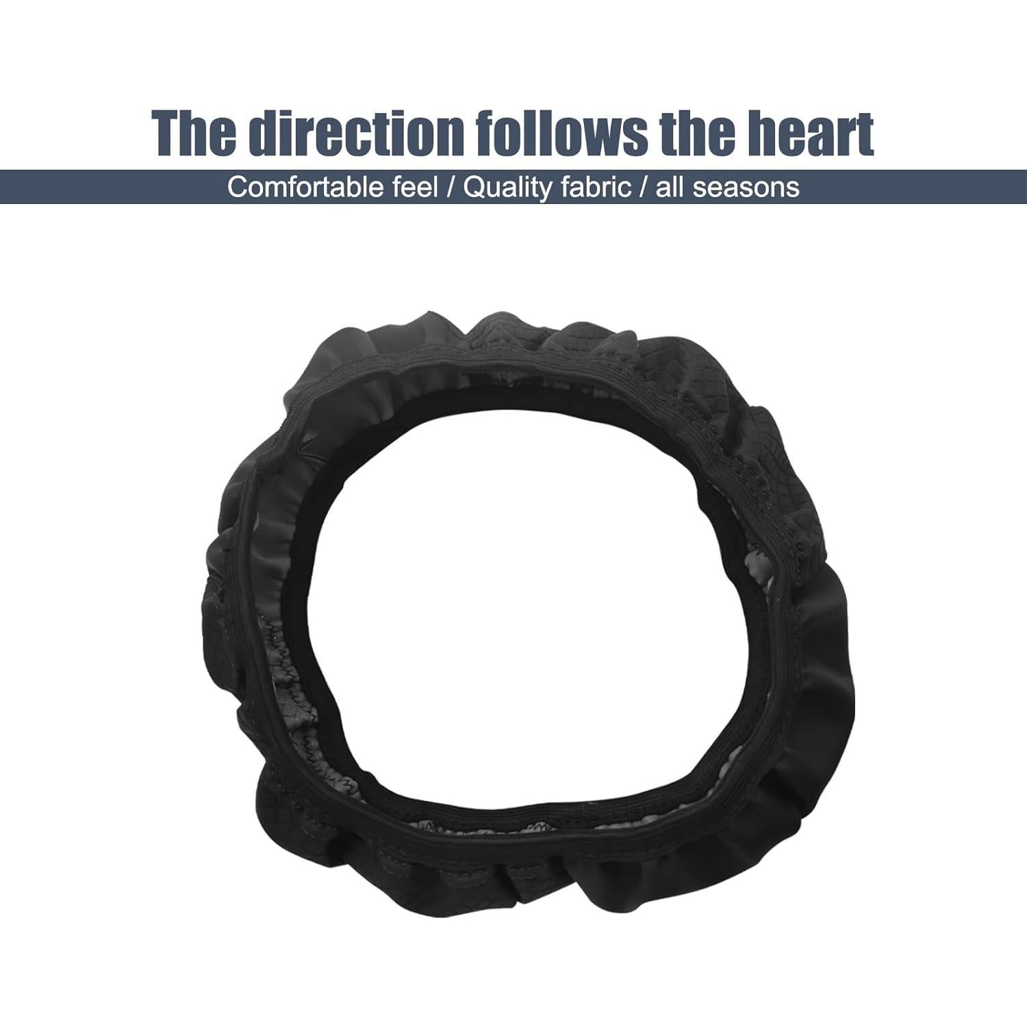 Funda de Volante de Coche Flygun 38 cm Cuero Antideslizante Negro