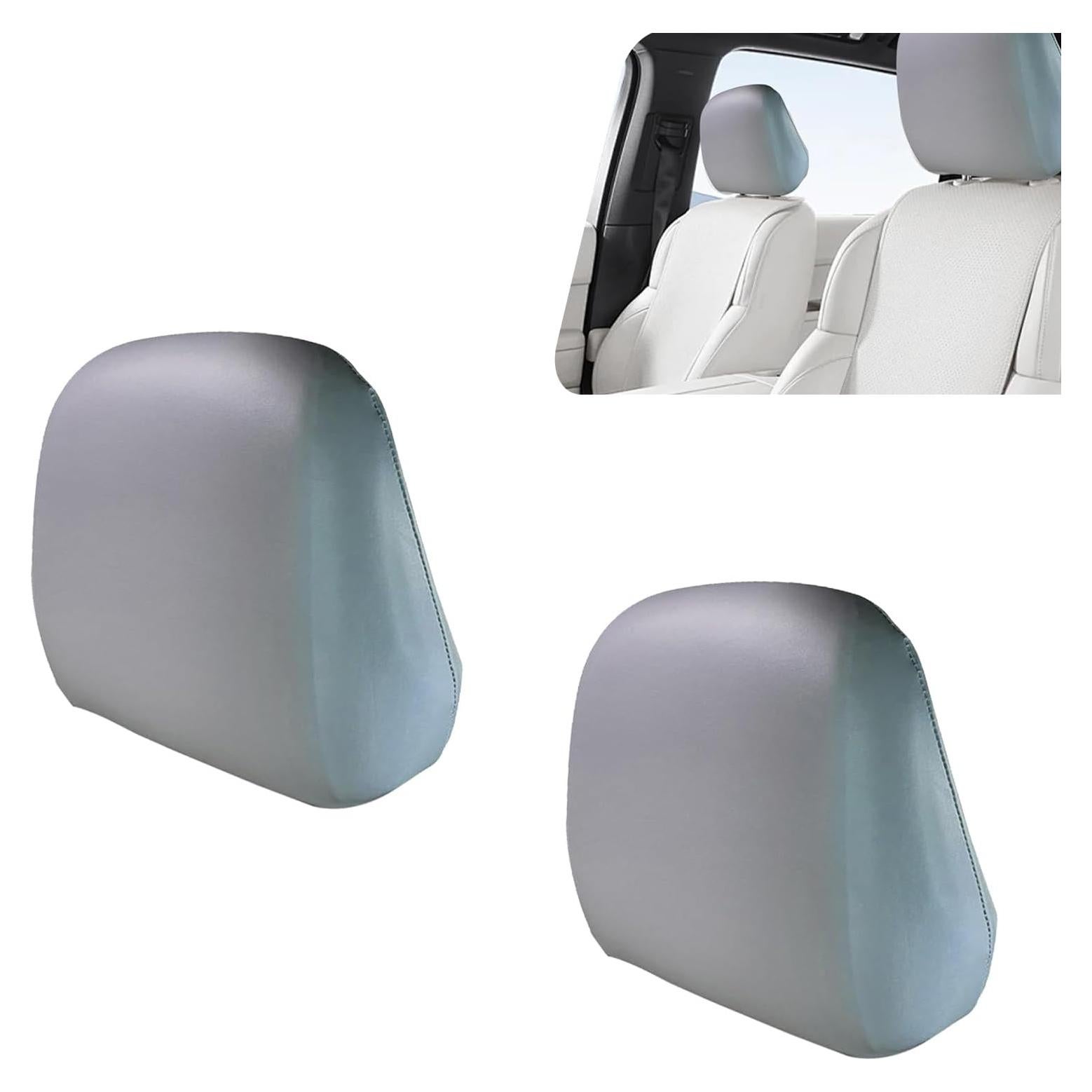Funda de Reposacabezas de Coche CyperFair 2 Pcs Gris PU Impermeable