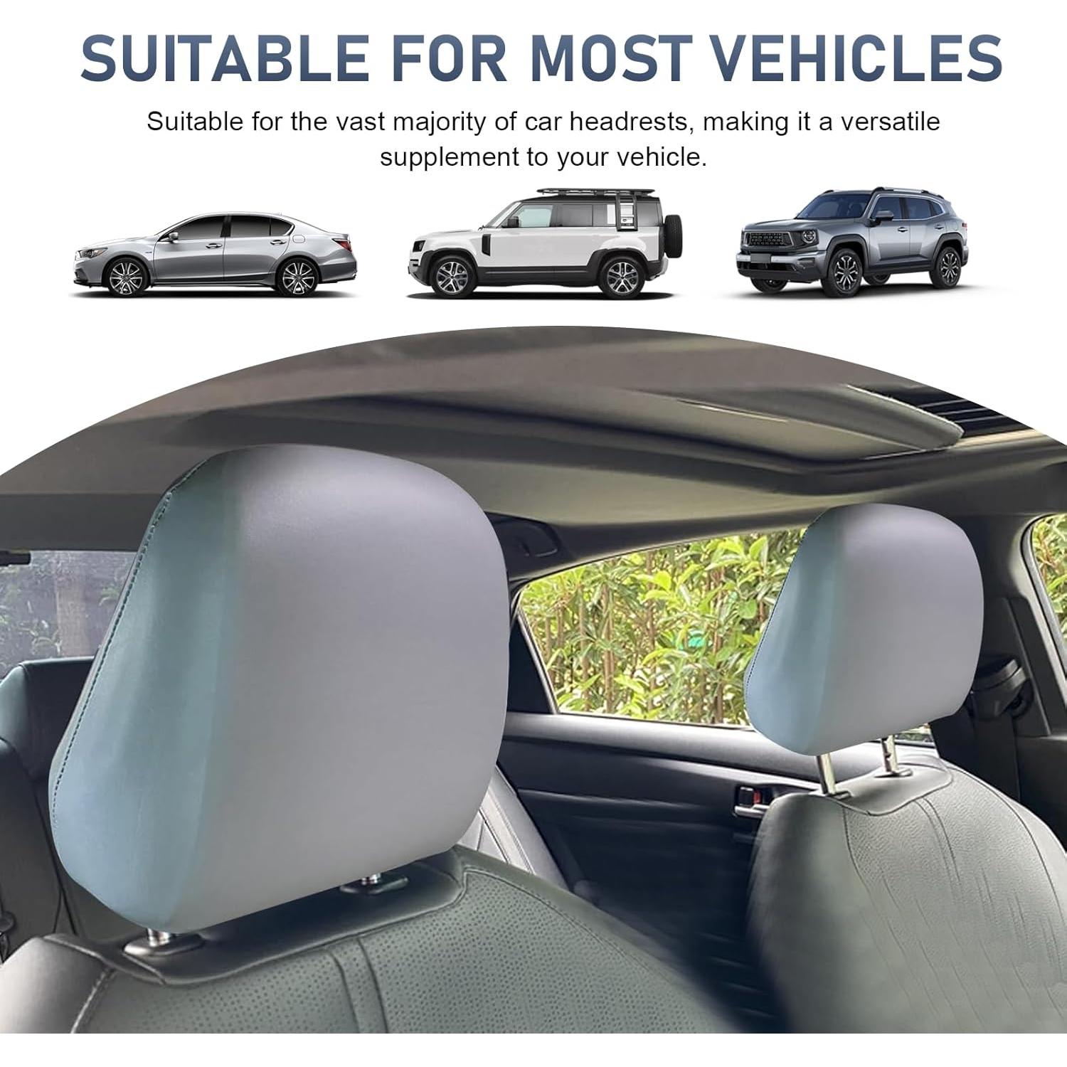 Funda de Reposacabezas de Coche CyperFair 2 Pcs Gris PU Impermeable