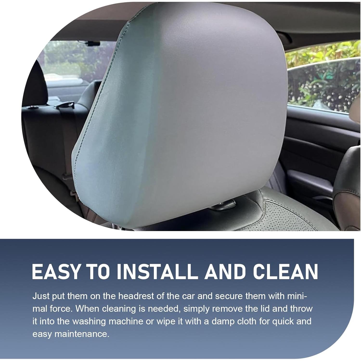 Funda de Reposacabezas de Coche CyperFair 2 Pcs Gris PU Impermeable