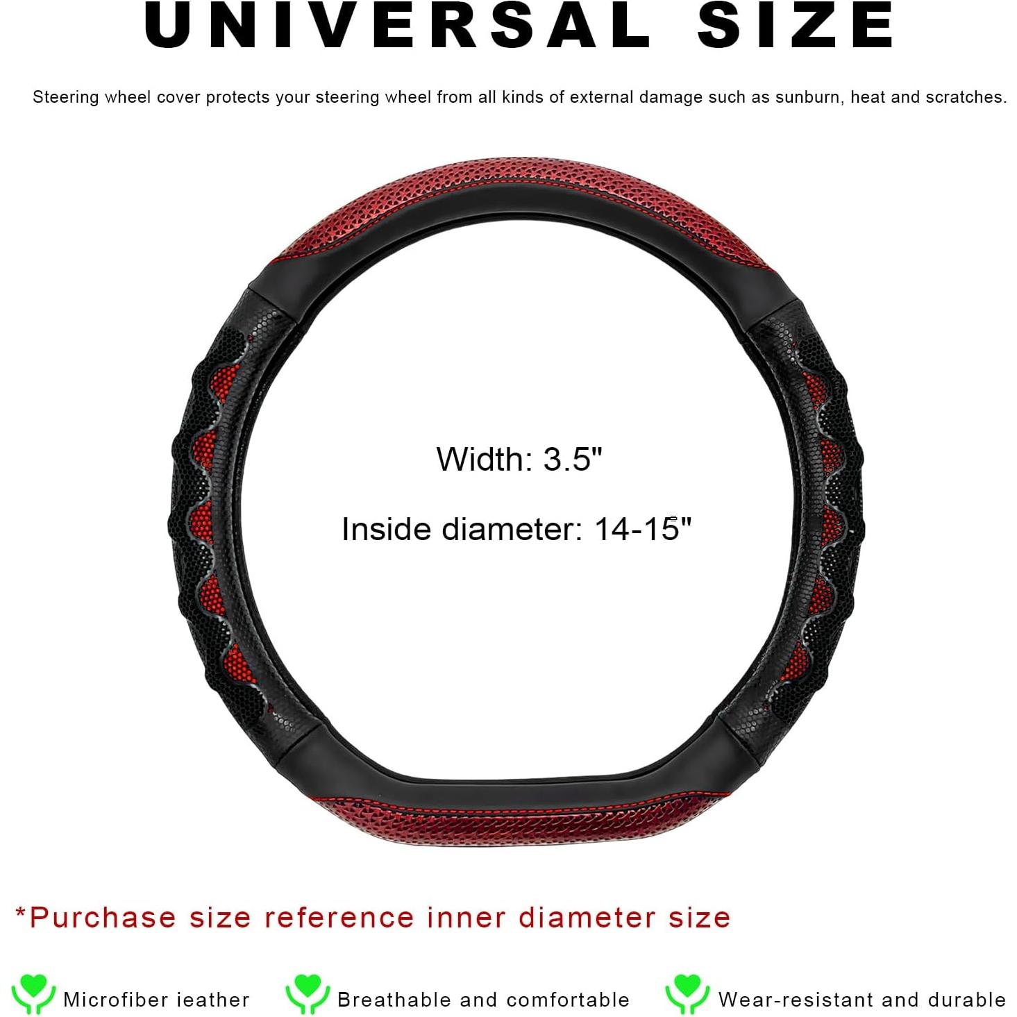 Funda de Volante MTRPS Antideslizante 14.5-15 Pulgadas Rojo