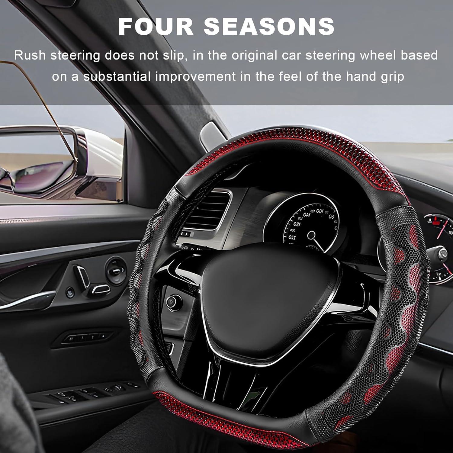 Funda de Volante MTRPS Antideslizante 14.5-15 Pulgadas Rojo