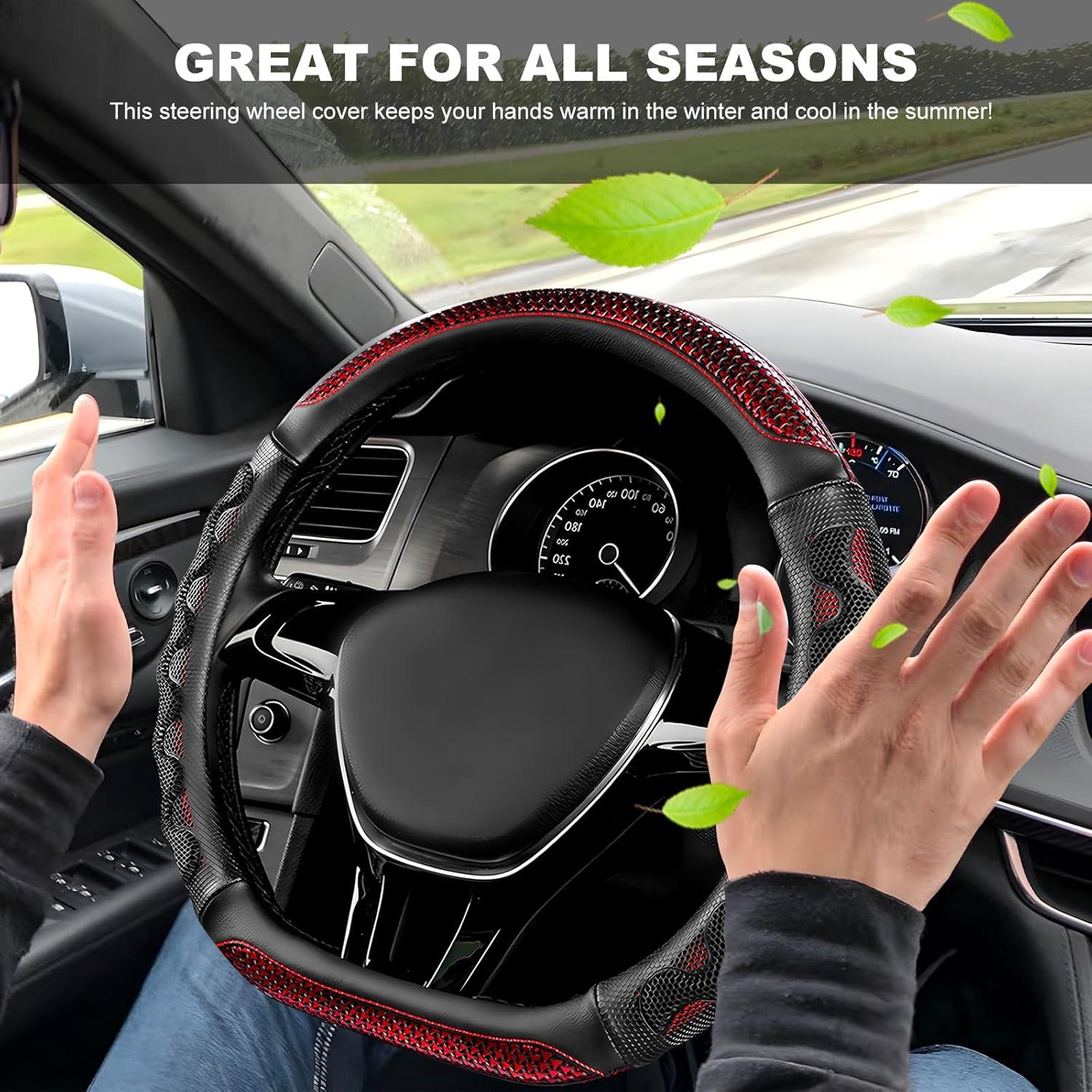 Funda de Volante MTRPS Antideslizante 14.5-15 Pulgadas Rojo