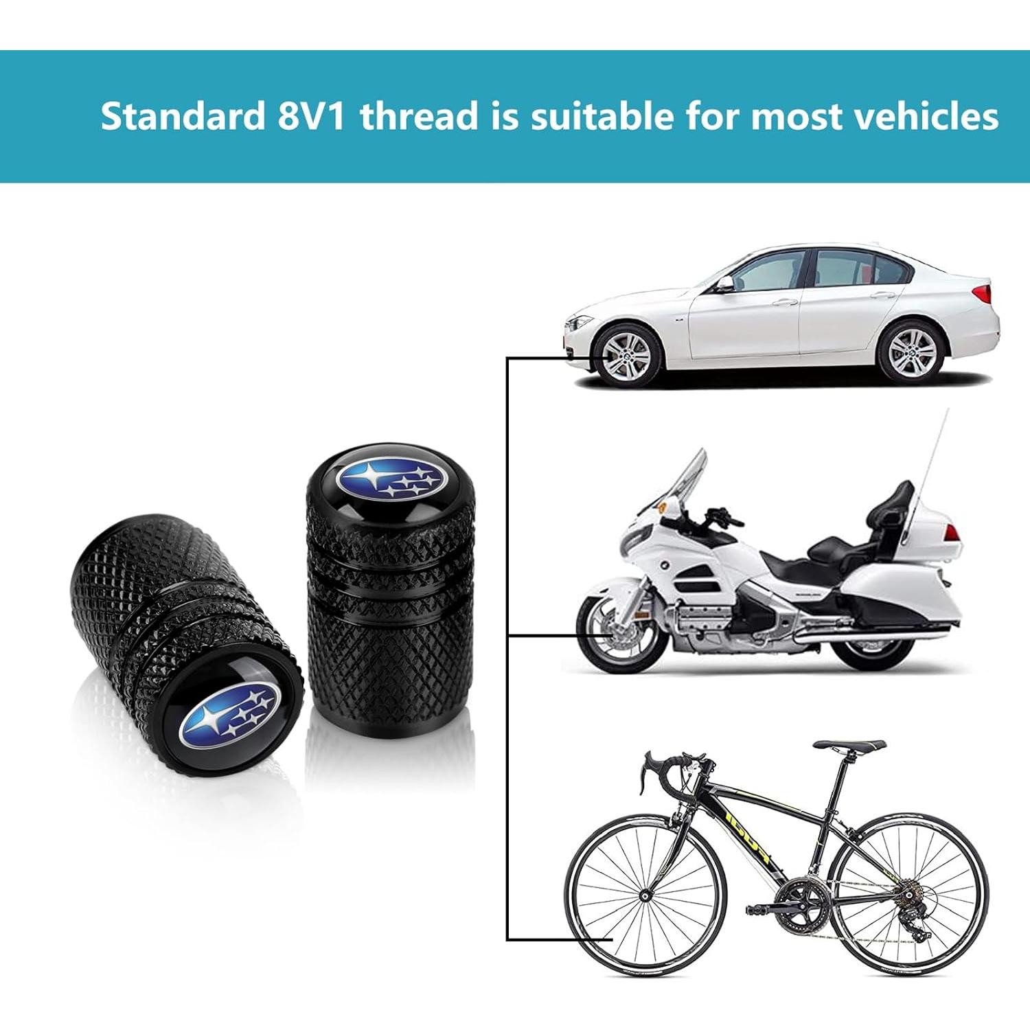 Tapas de Válvula de Neumático DEXBEXS 4 Pcs Aluminio Negro