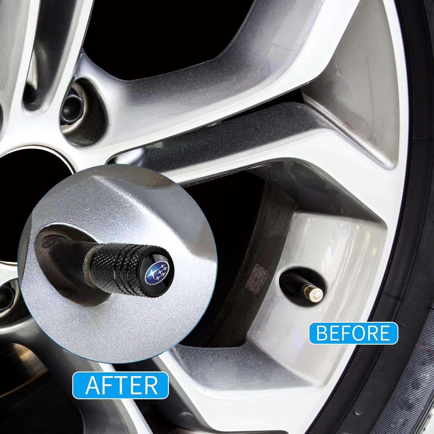 Tapas de Válvula de Neumático DEXBEXS 4 Pcs Aluminio Negro