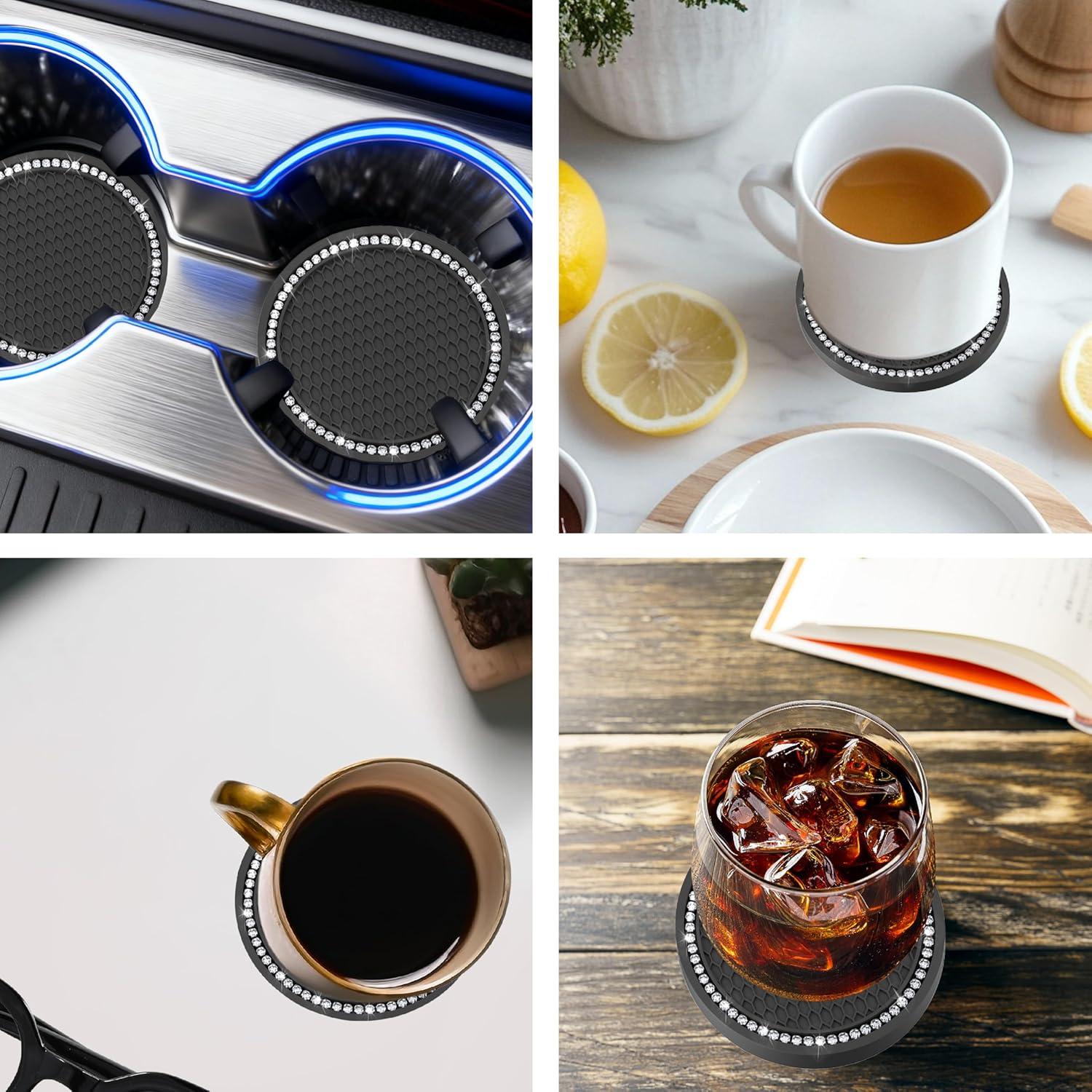 Soportes de Taza Antideslizantes BFXM 2PCS Diamante Blanco 7cm