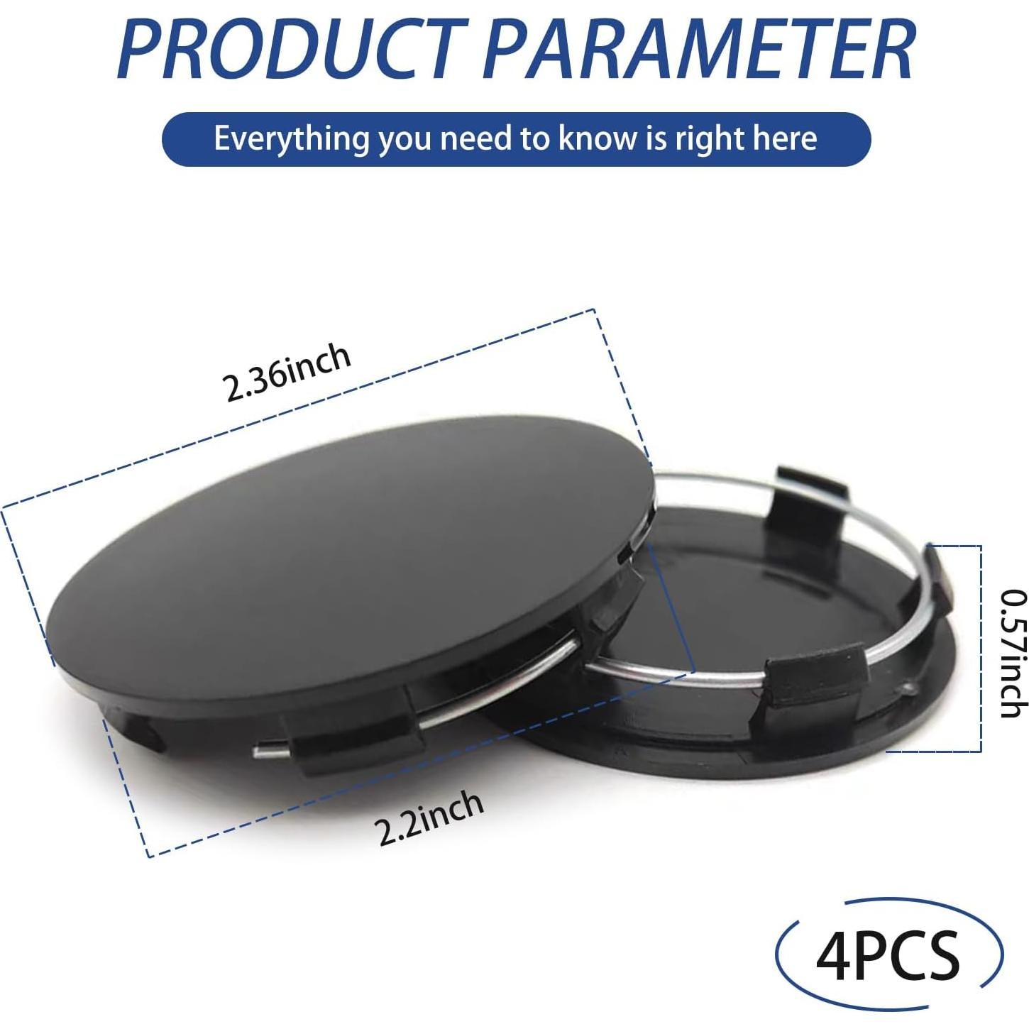 Cubiertas Centrales de Eje de Rueda Flygun 4 PCS 60MM Negro