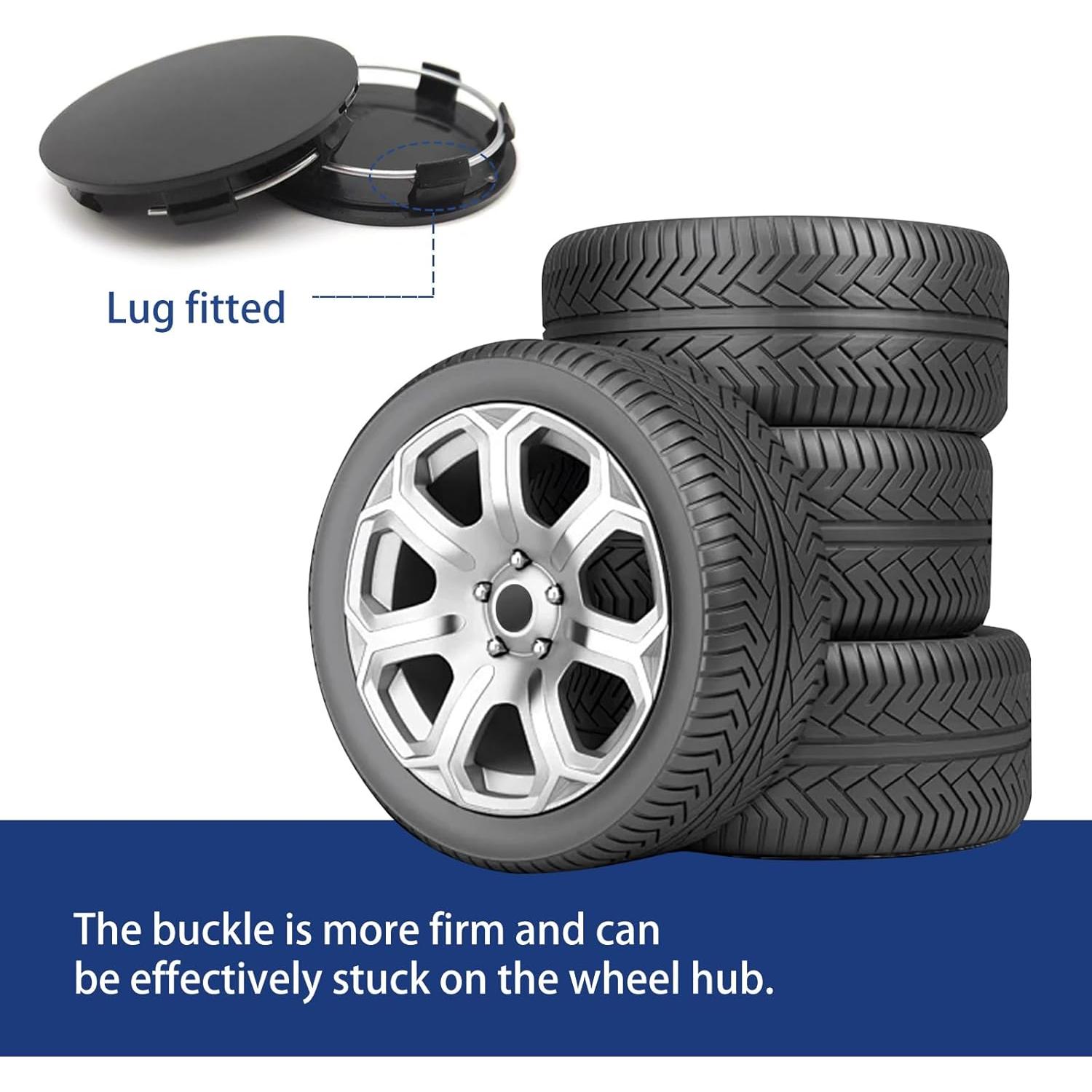 Cubiertas Centrales de Eje de Rueda Flygun 4 PCS 60MM Negro