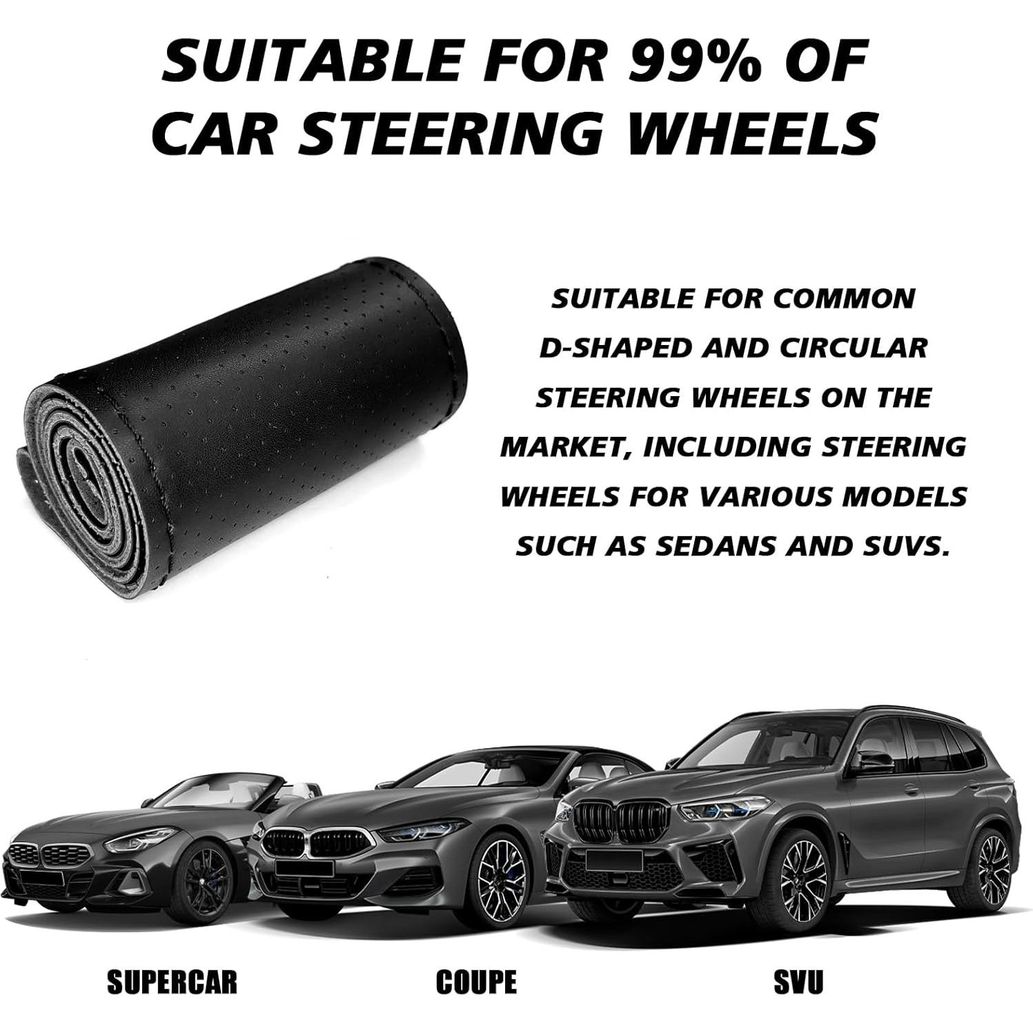 Cubierta de Volante de Cuero Hirificing 39 cm Antideslizante DIY