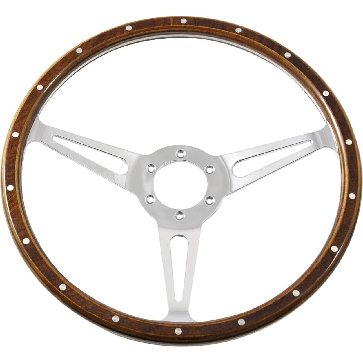 Volante de madera Flashpower 38.1 cm remachado con claxon