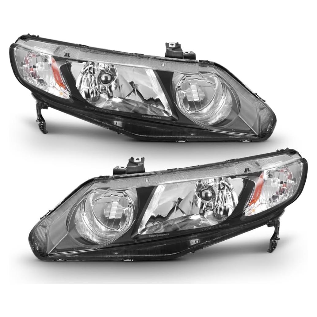 Faros KEEKPO para Honda Civic 2006-2011 Sedán 4 Puertas Negro