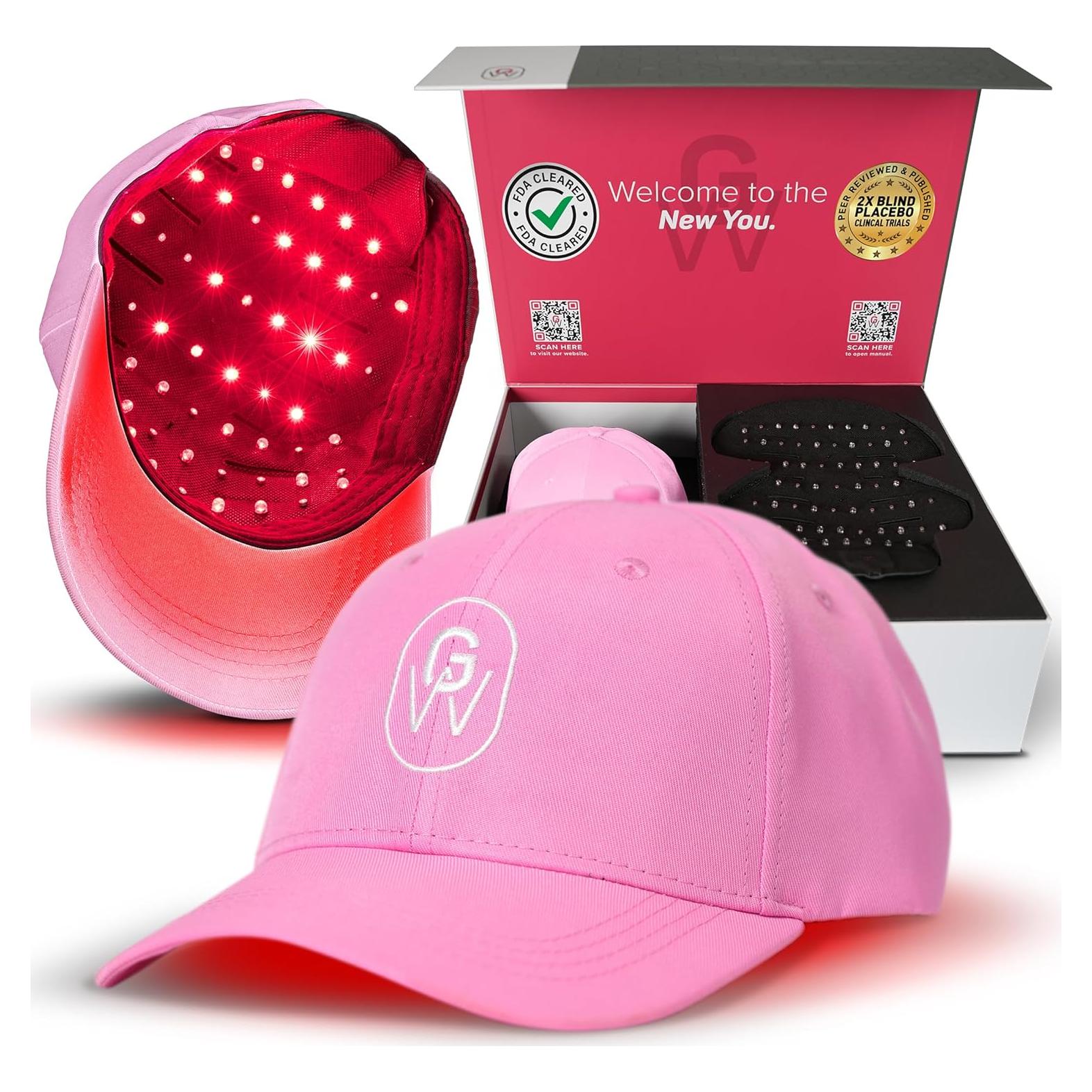 Gorro de Crecimiento Capilar GroWell - Luz Roja LED Rosa