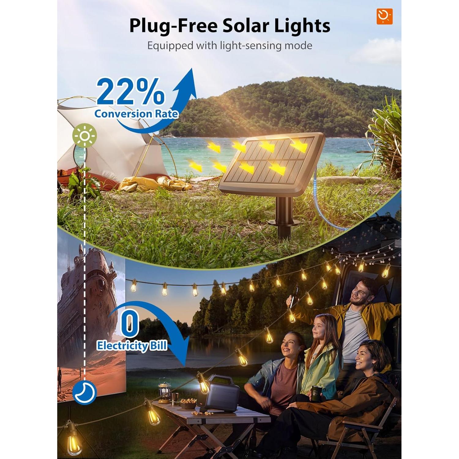 Luces de Cadena Solares KYY 54FT con Control Remoto y USB