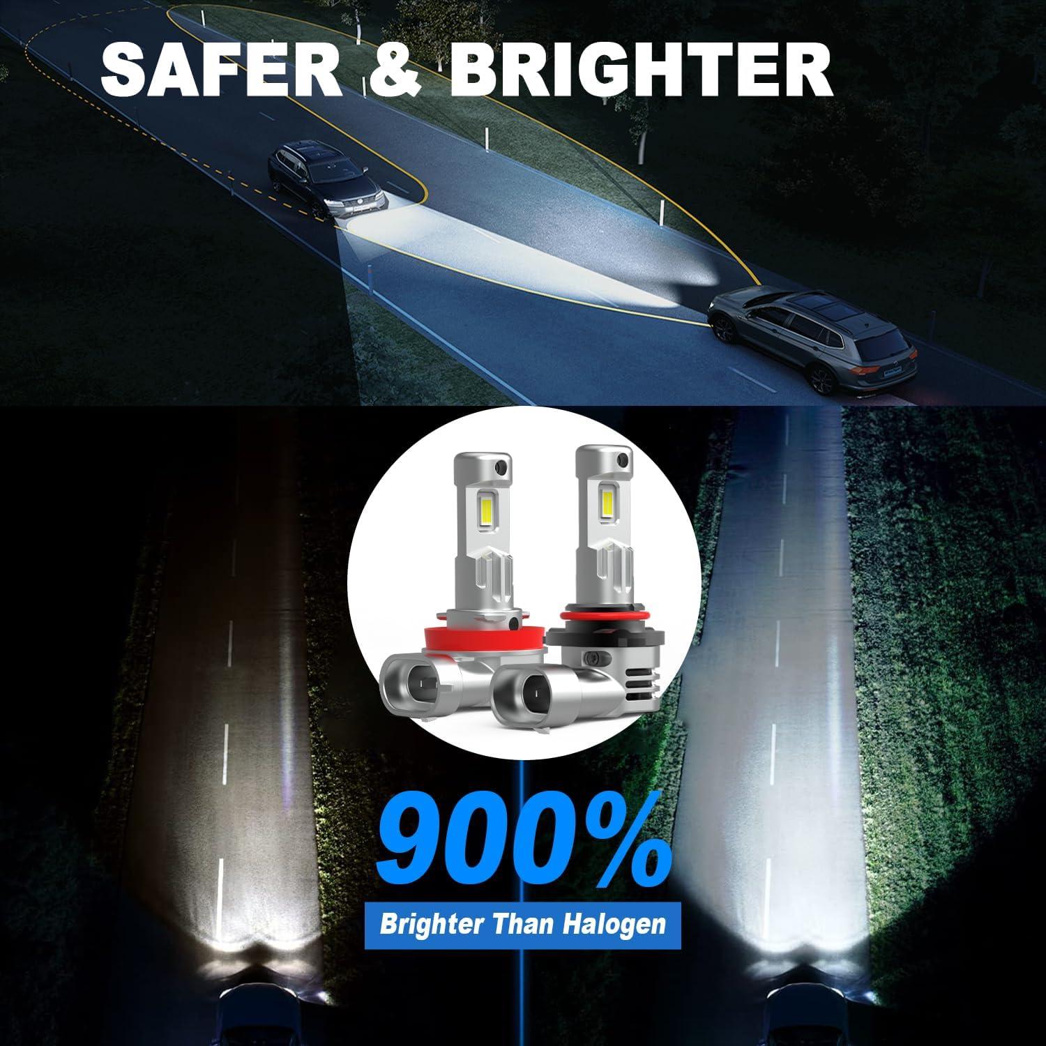 Bombillas H11 9005 AHOBXD 60000LM 80000h Vida Útil - Paquete de 4