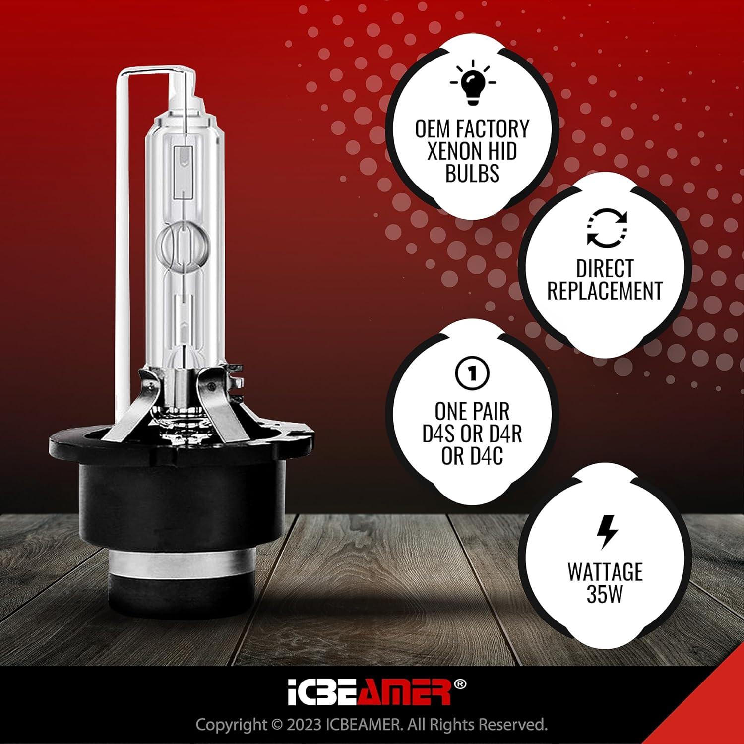 Bombilla Xenón HID ICBEAMER D4S D4R 6000K 3580 Lúmenes