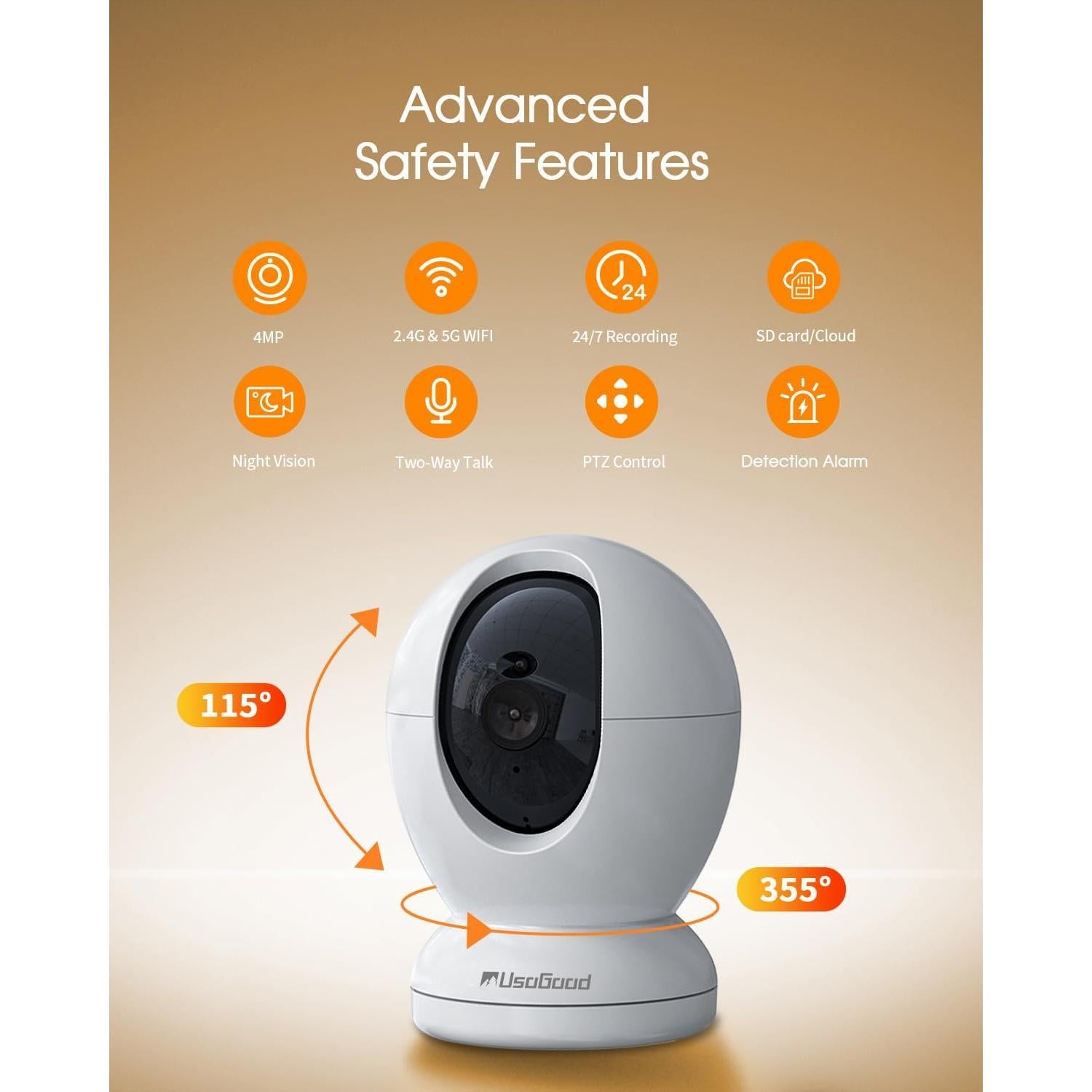 Cámara de Seguridad Interior Usogood D45 2.5K 360° WiFi