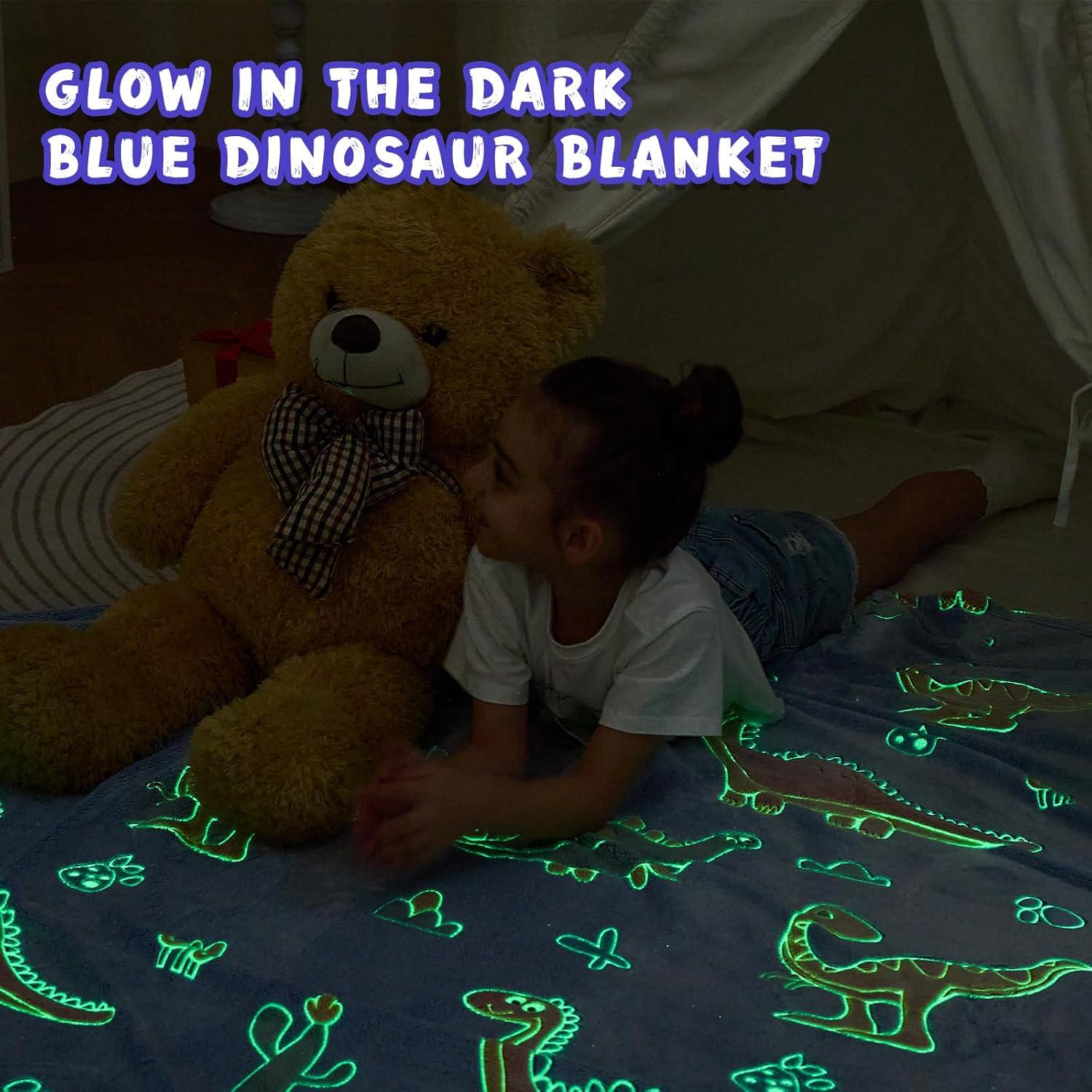 Manta de Dinosaurio Inhand 127x152 cm Brilla en la Oscuridad