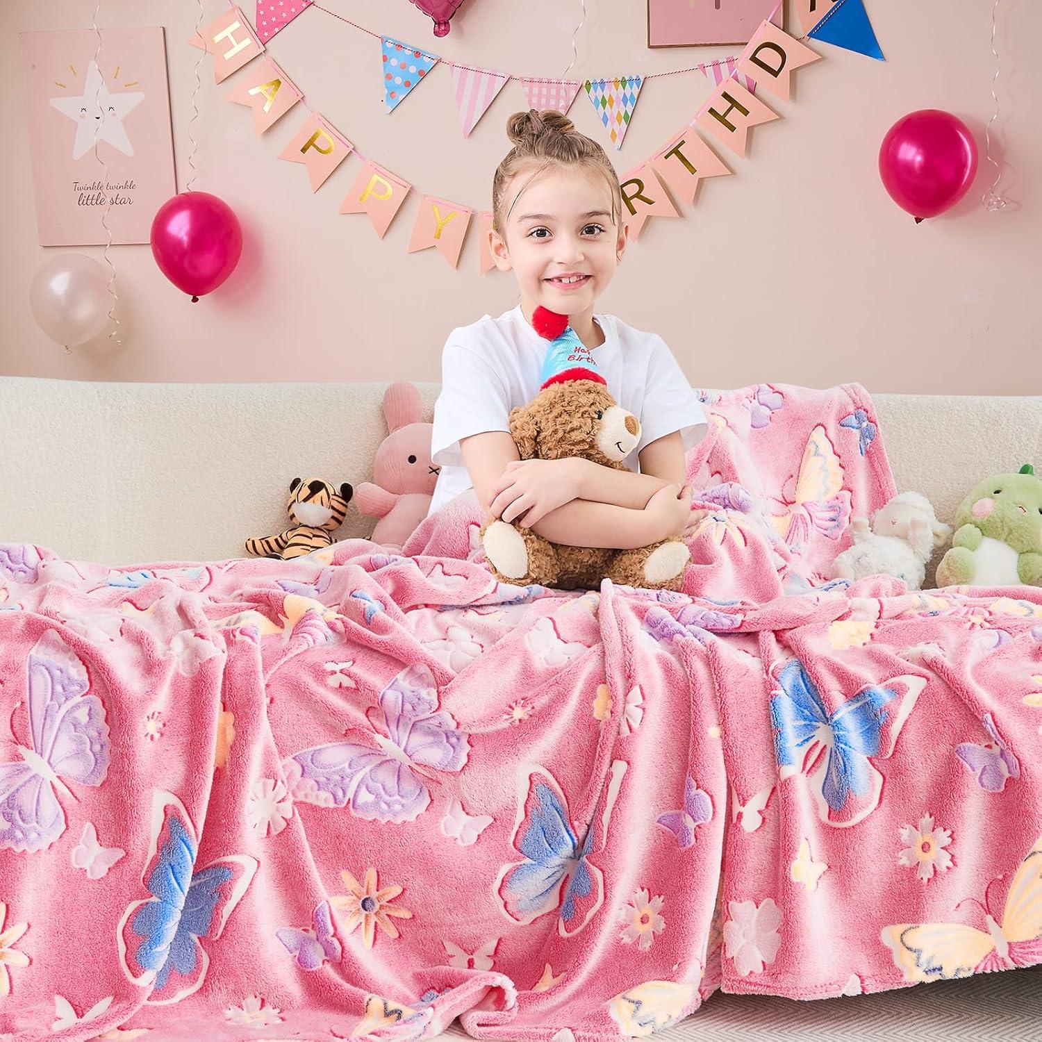 Manta Brillante Mariposa Rosa Inhand 127x152 cm Suave