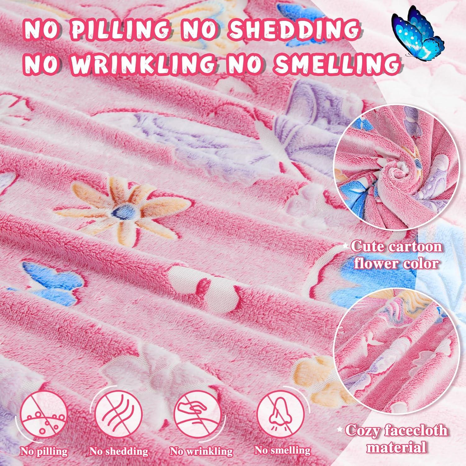 Manta Brillante Mariposa Rosa Inhand 127x152 cm Suave