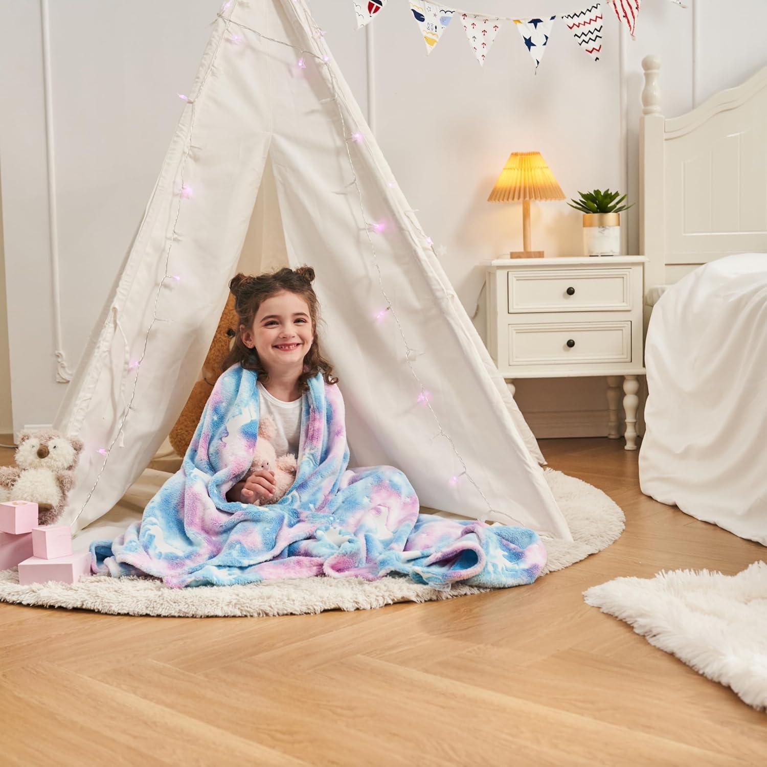 Manta de Unicornio Brillante Inhand 127x152 cm Azul