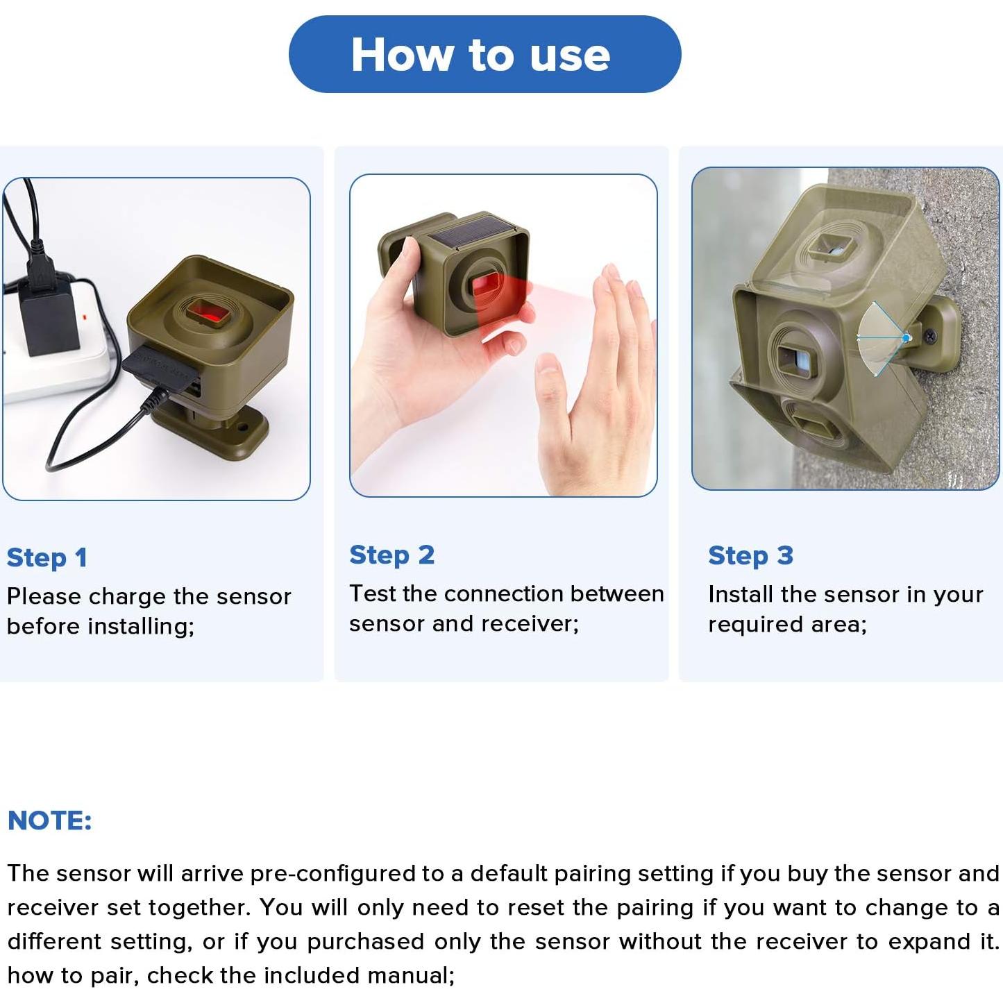 Alarma Solar Inalámbrica Chtoocy con 4 Sensores y Receptor