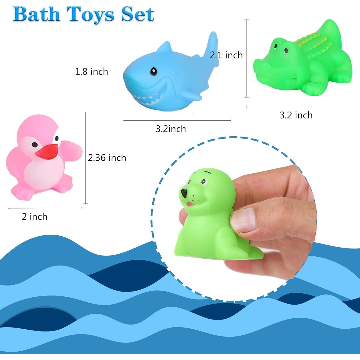 Juego de 18 Juguetes de Baño Manmel Animales Marinos