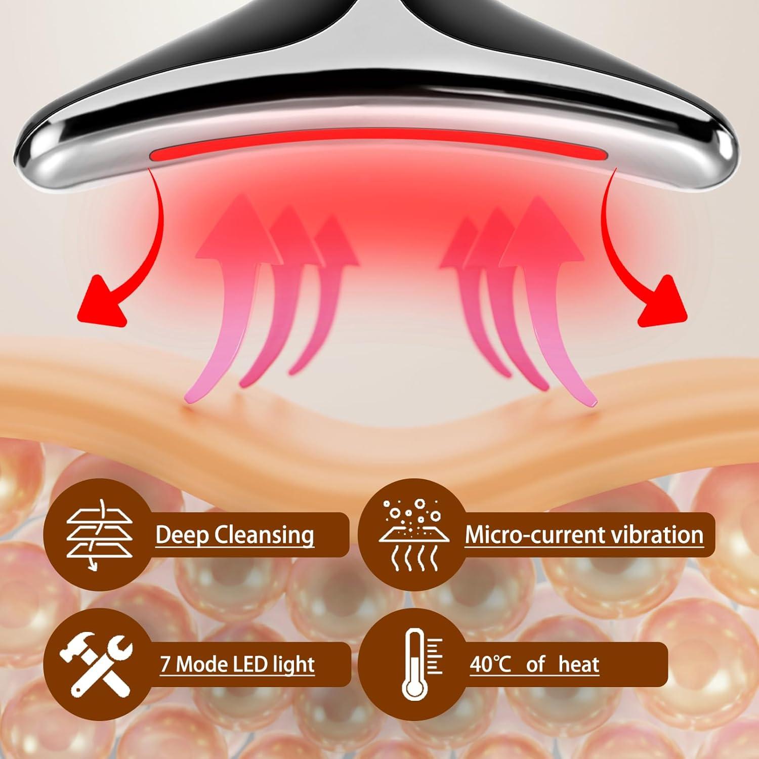 Masajeador Facial VGY AM-812W 7 en 1 Luz Roja Multifuncional