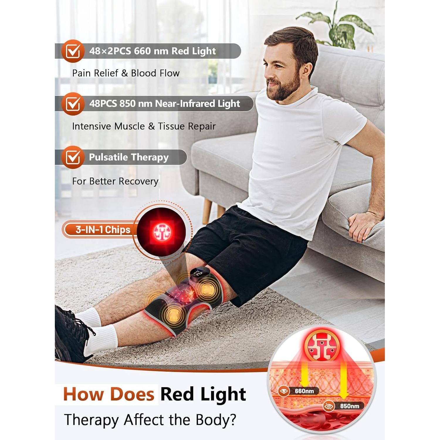 Férula de Rodilla RELEXNOW con Luz Roja y Masaje Inalámbrico