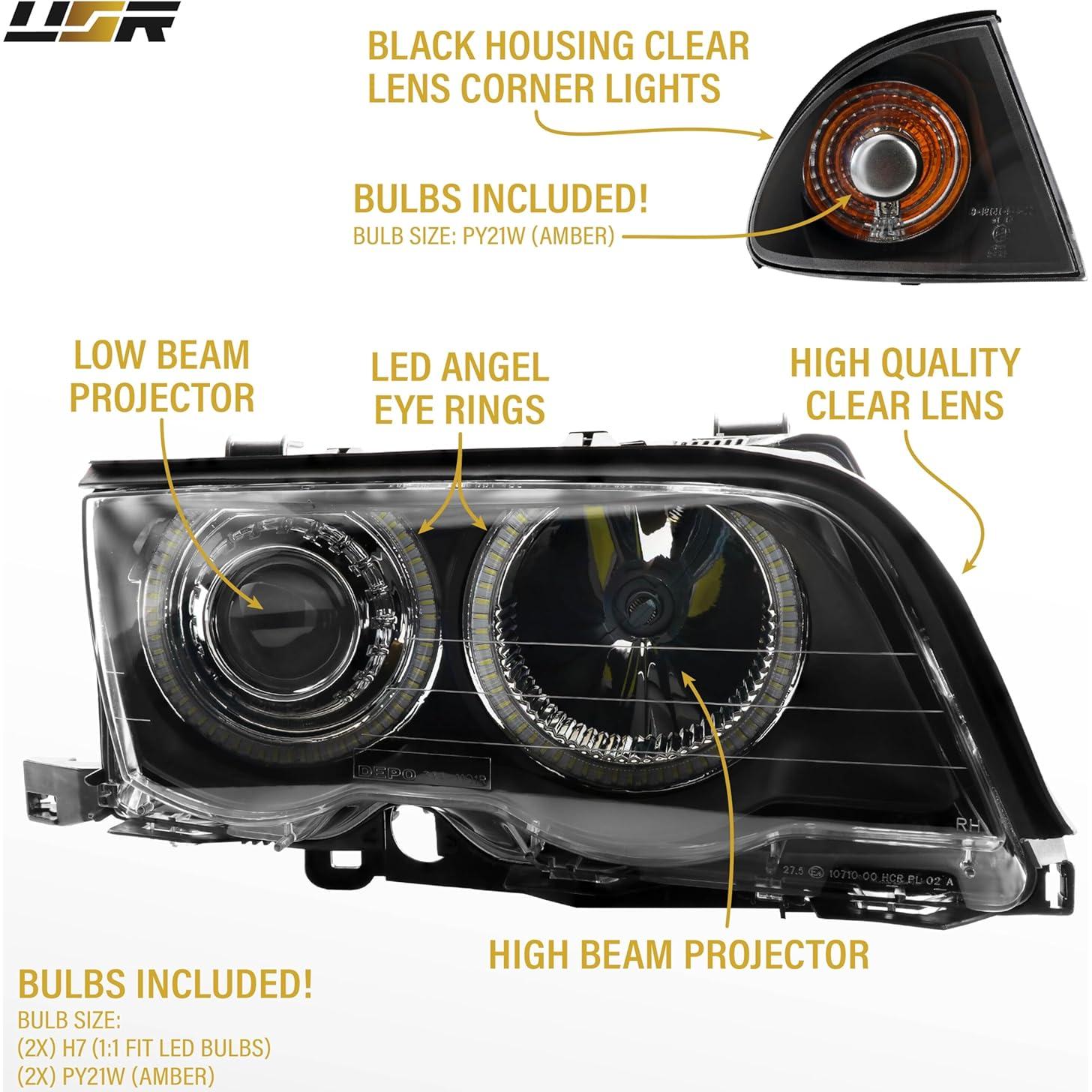 Faros LED USR para BMW E46 1999-2001, 4 Piezas, Proyector