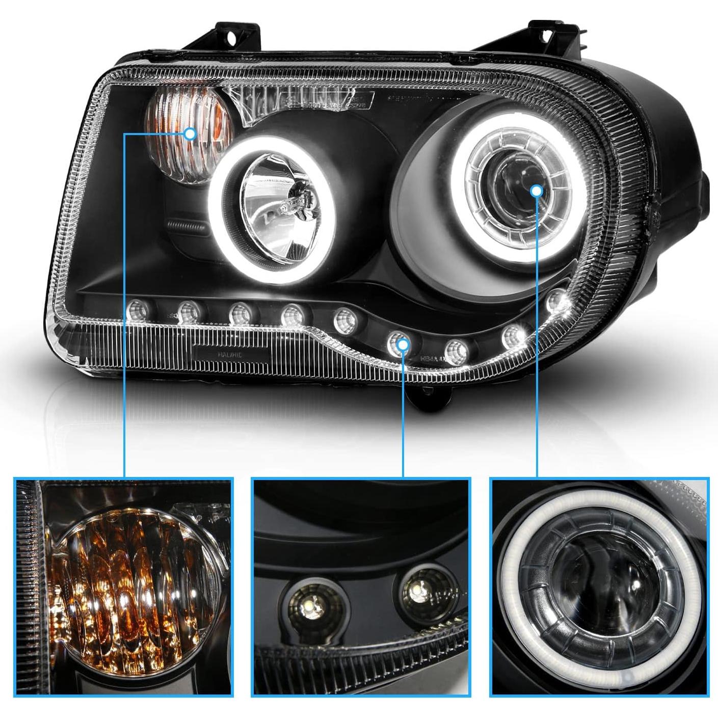 Faros Halógenos Proyector AmeriLite para Chrysler 300C 2005-2009