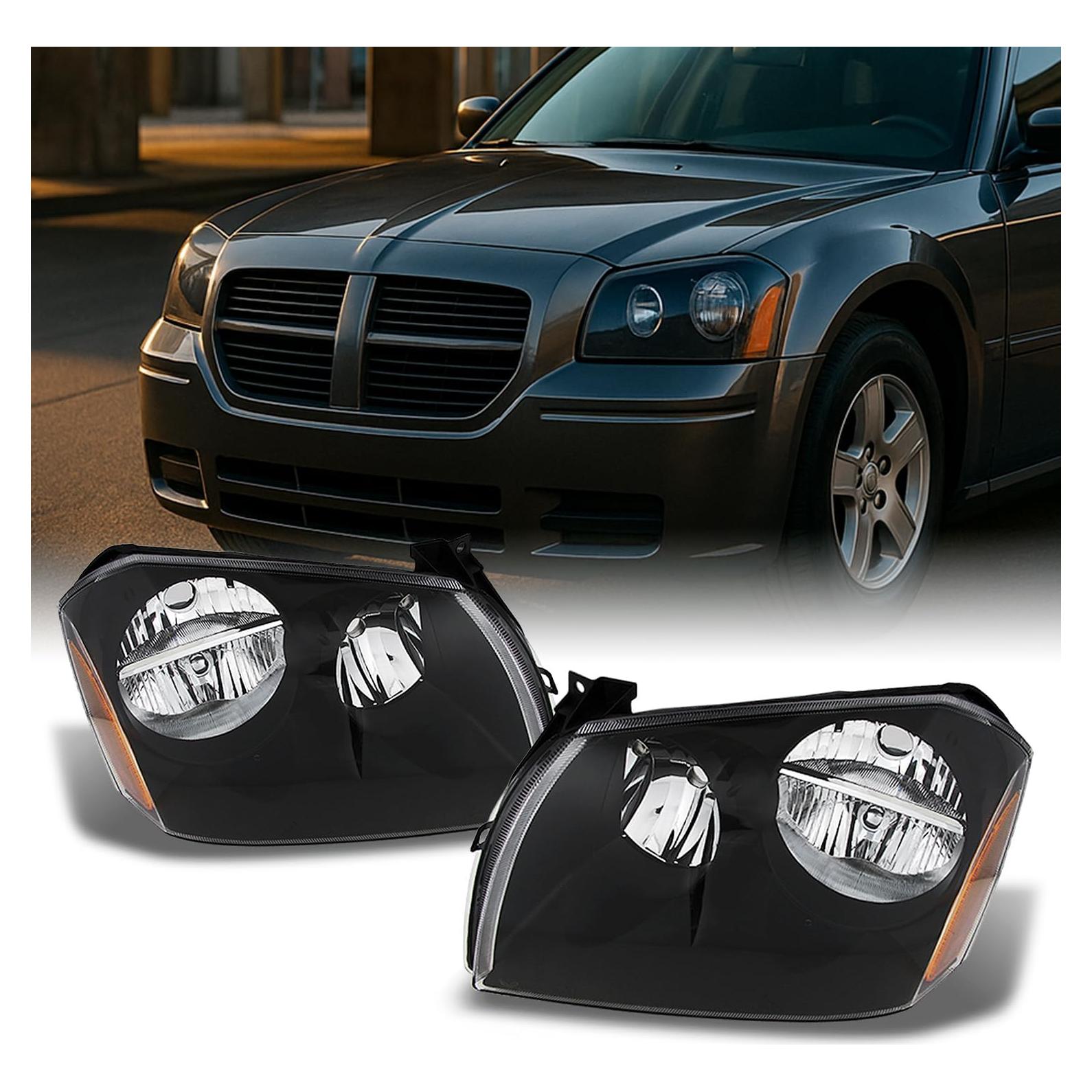 Faros Delanteros AKKON para Dodge Magnum 2005-2007 Carcasa Negra