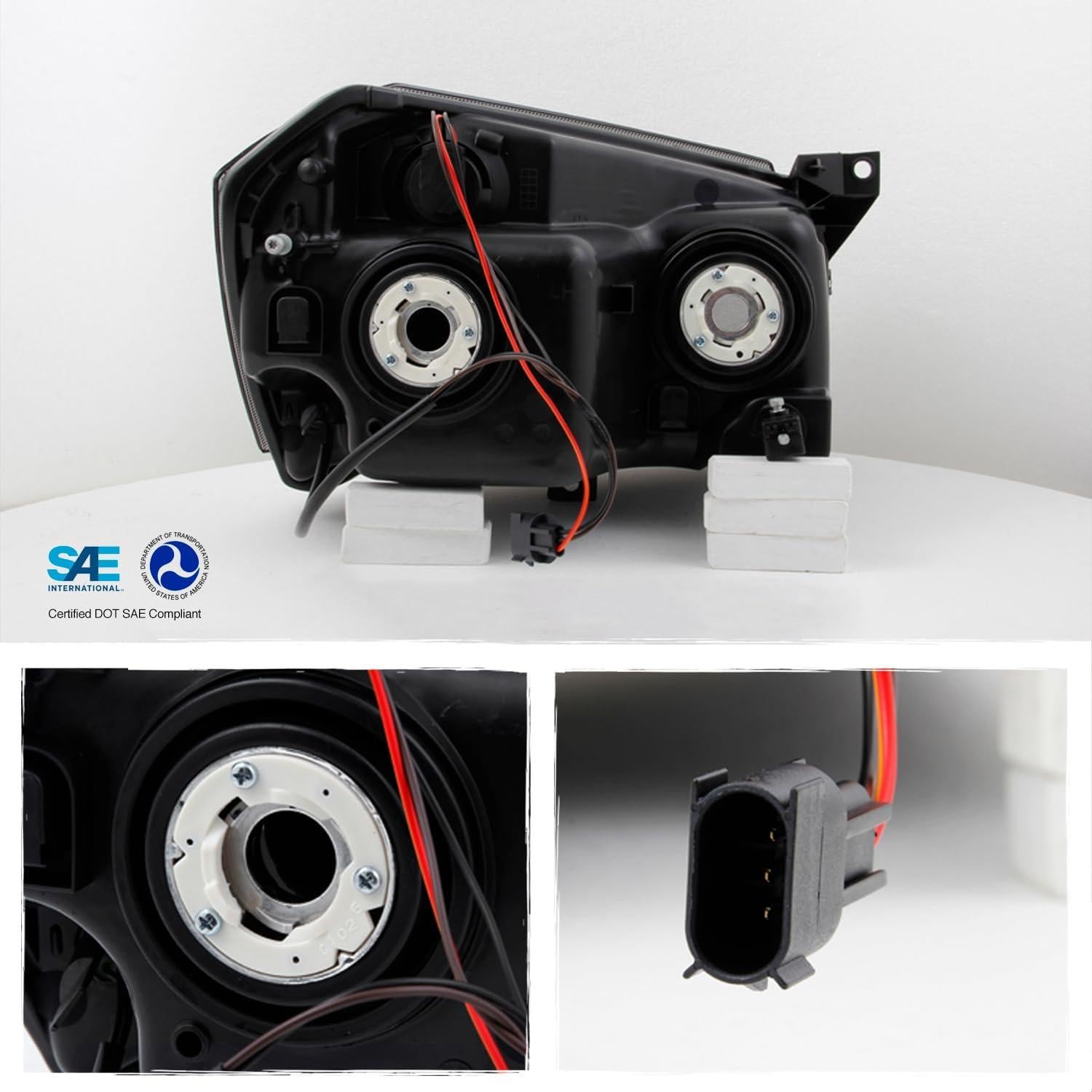 Faros Delanteros AKKON para Dodge Magnum 2005-2007 Carcasa Negra