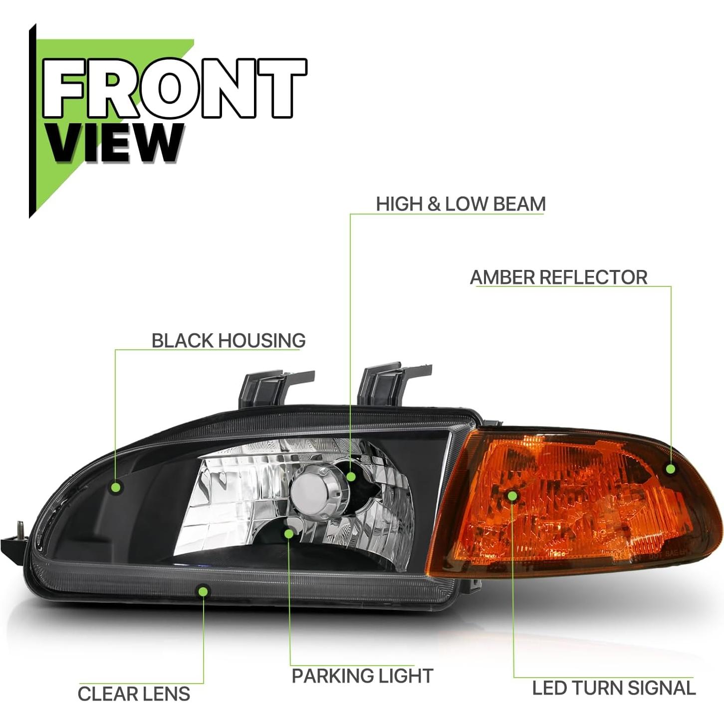 Faros Delanteros LED Magshion para Honda Civic 92-95 Negro