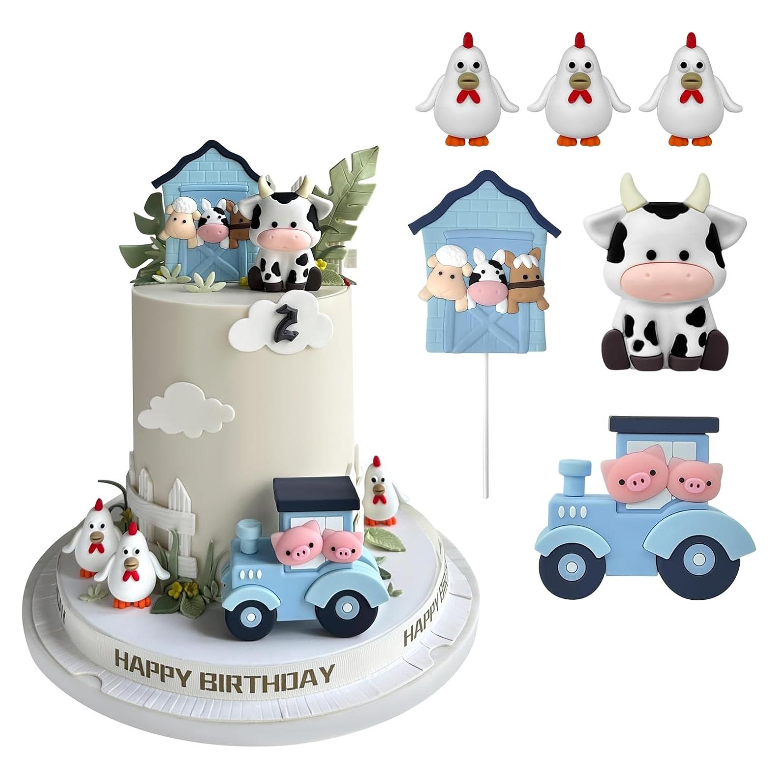 Decoraciones para Pasteles de Granja Zafena 6 Piezas Azul