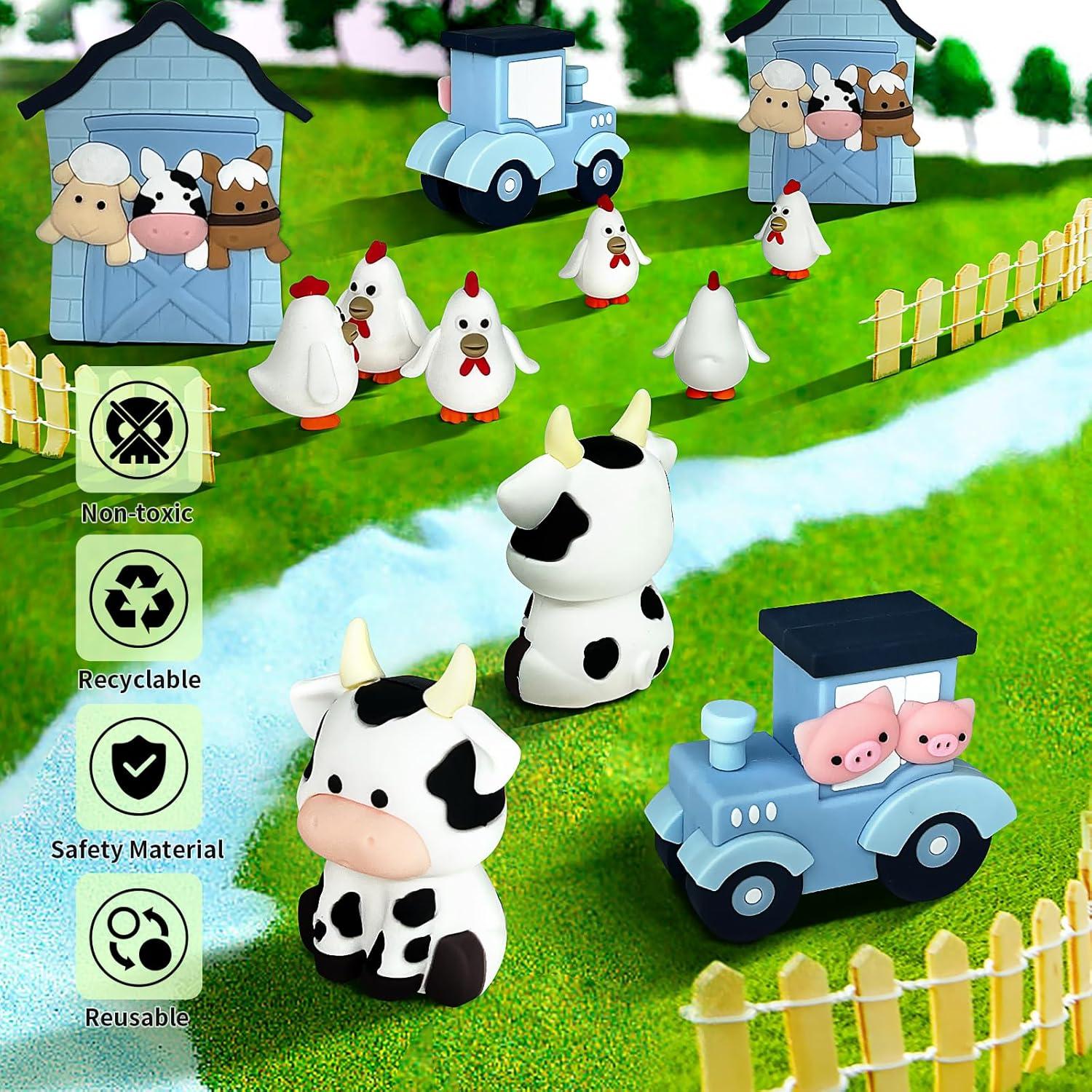 6 PCS Decoraciones de Pastel de Granja Zafena Azul